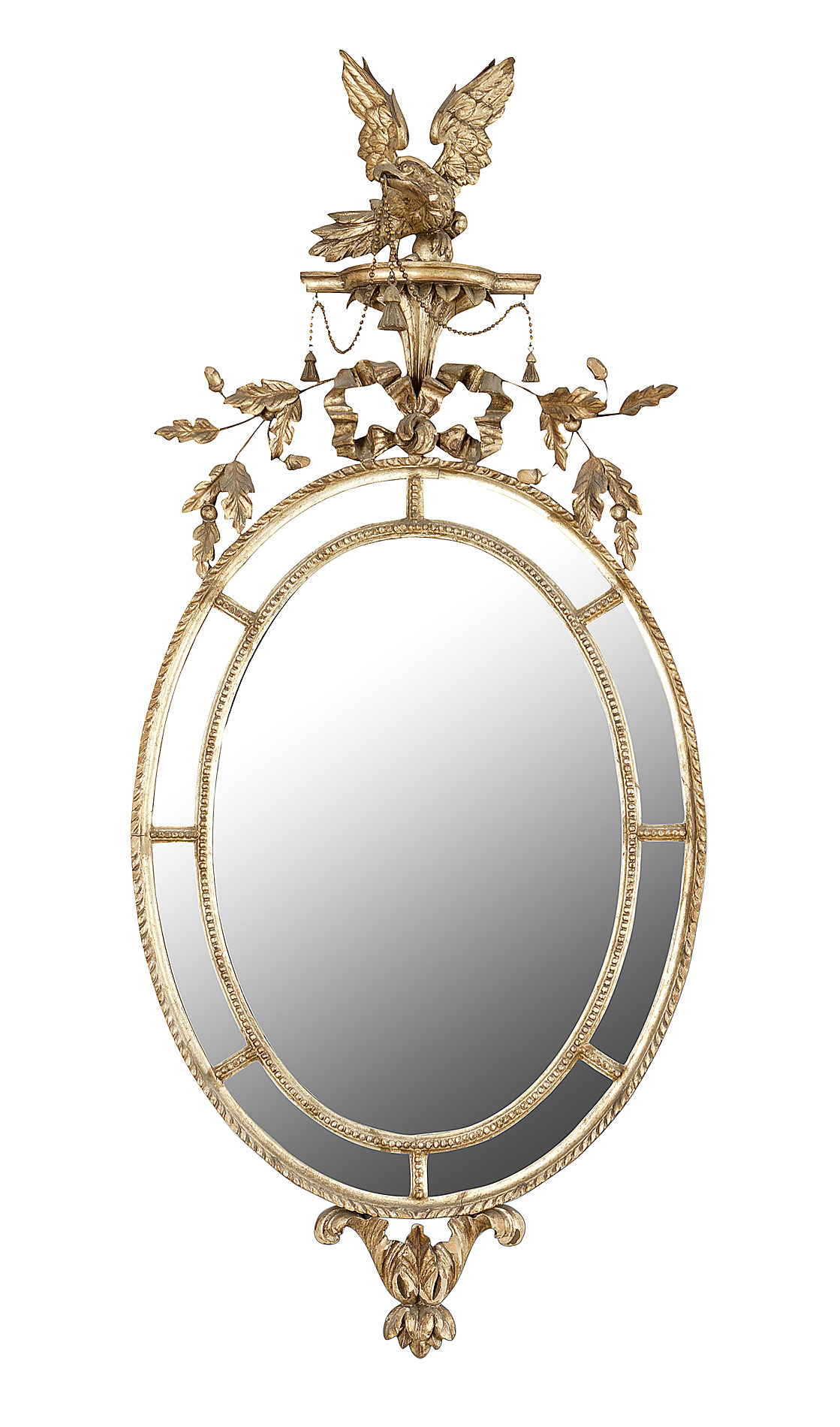 GEORGE III STYLE GILTWOOD OVAL WALL MIRROR