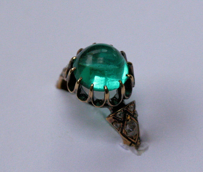 A 19th century emerald and diamond set ring