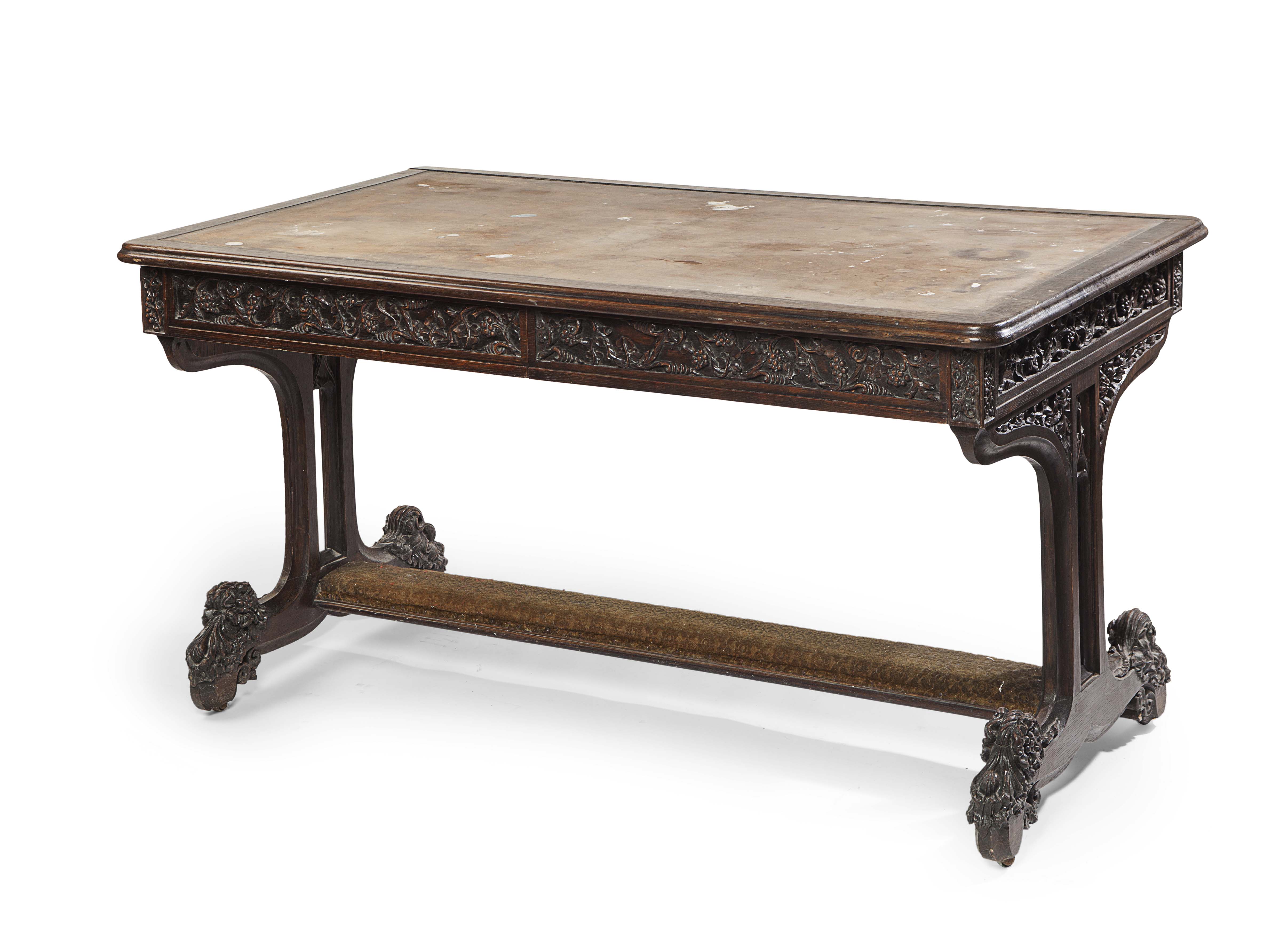 VICTORIAN OAK LIBRARY TABLE