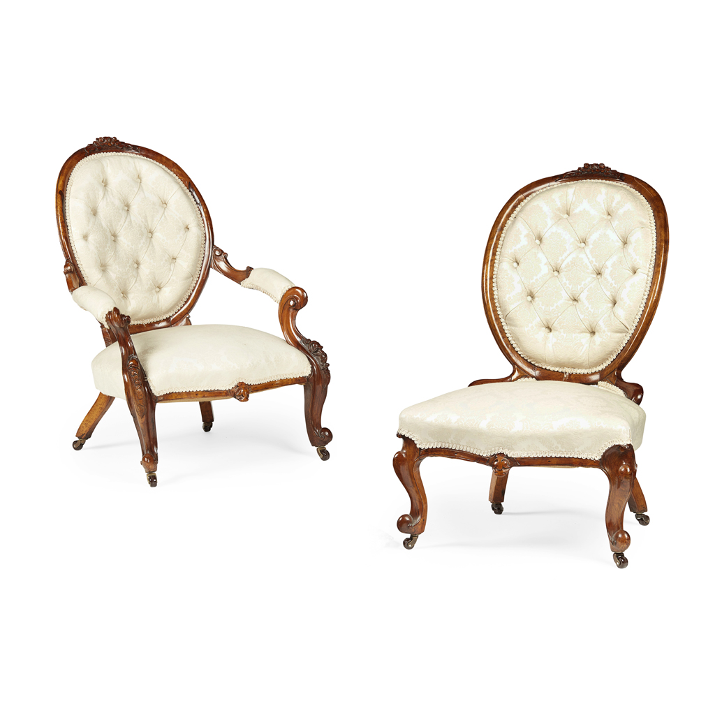 PAIR OF VICTORIAN WALNUT PARLOUR CHAIRS