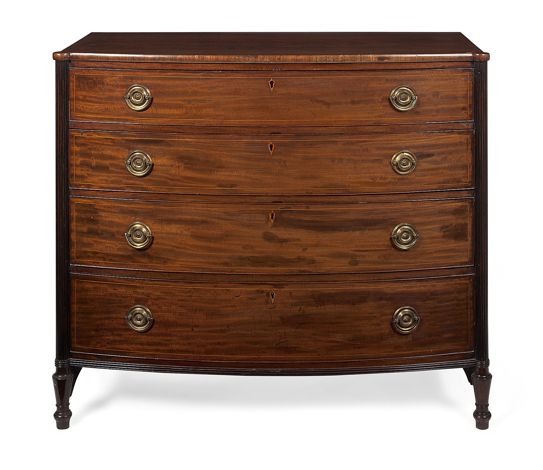 MAHOGANY BOW FRONTED CHEST OF DRAWERS