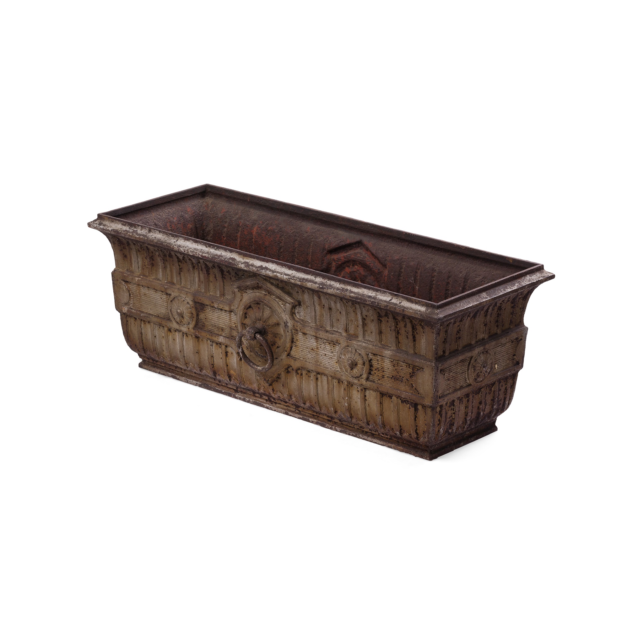 LARGE PAINTED CAST IRON PLANTER