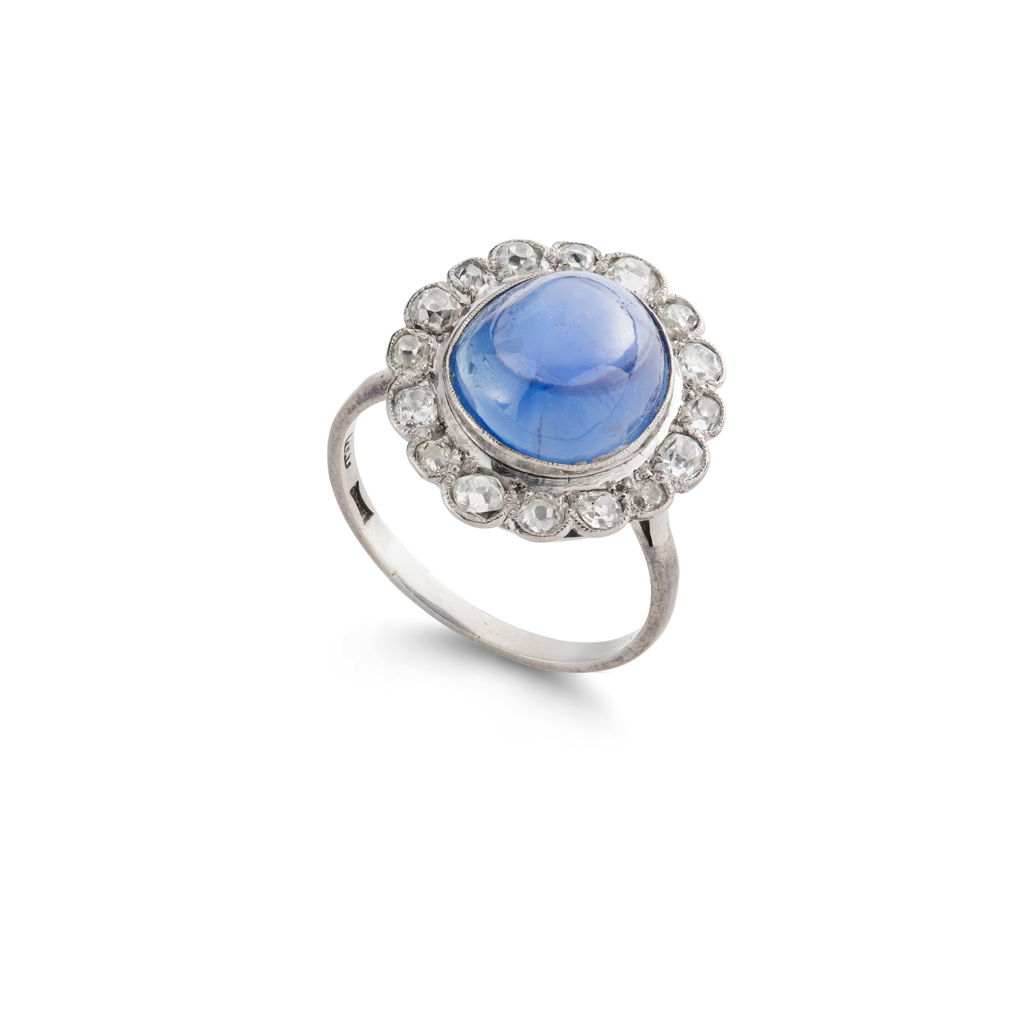 A sapphire and diamond cluster ring, first half of the 20th century