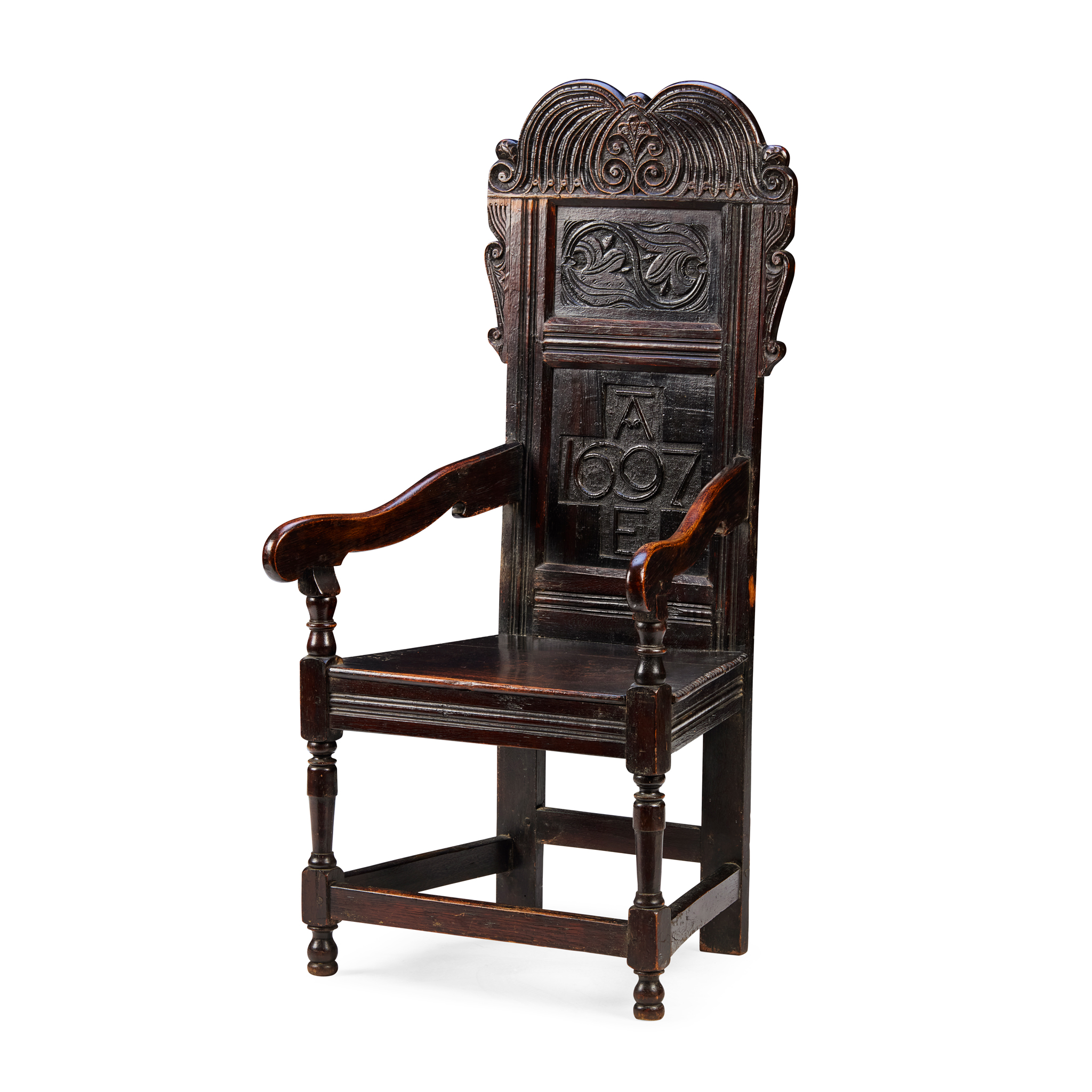 ENGLISH OAK PANEL ARMCHAIR, YORKSHIRE