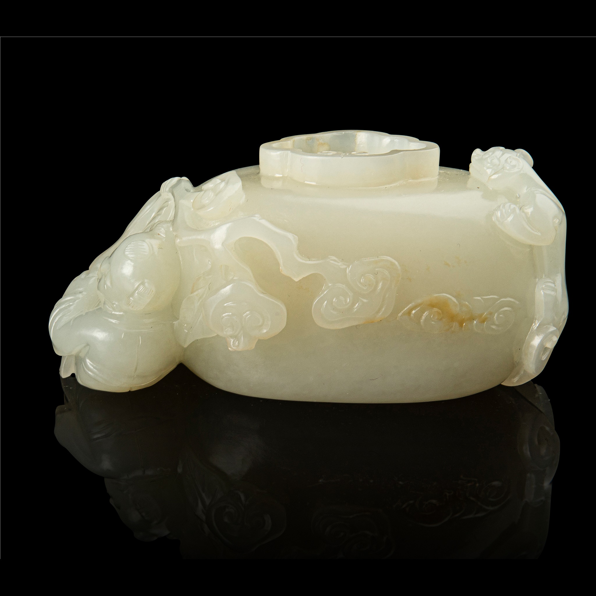 WHITE JADE 'BOY AND RUYI' WATER POT