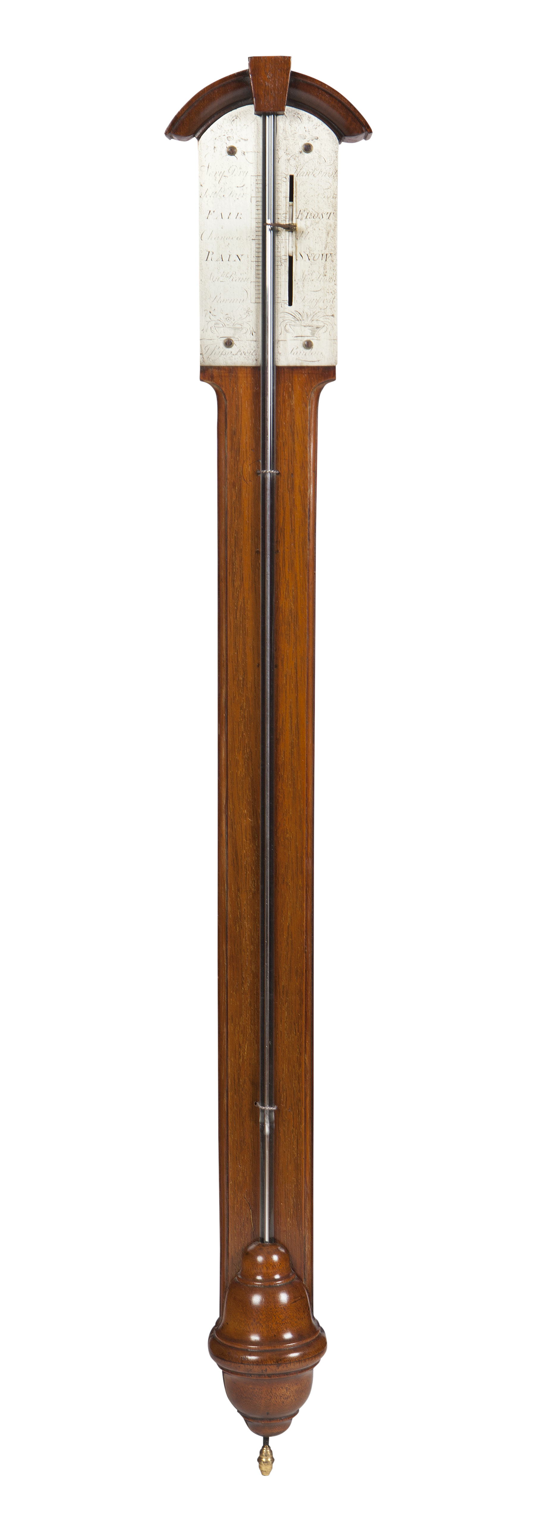 GEORGE III MAHOGANY STICK BAROMETER BY JOHN RISSO, LONDON