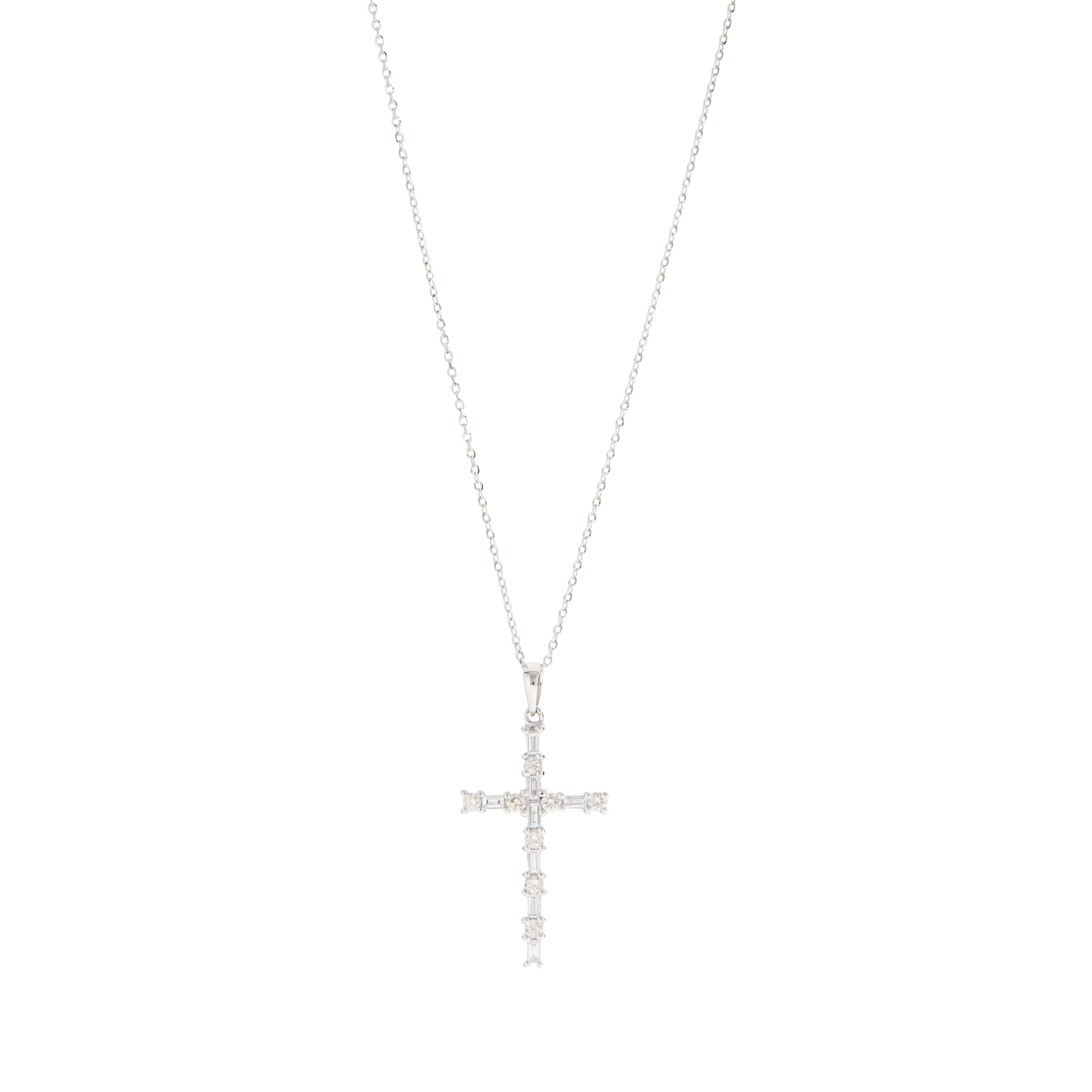 A diamond cross pendant