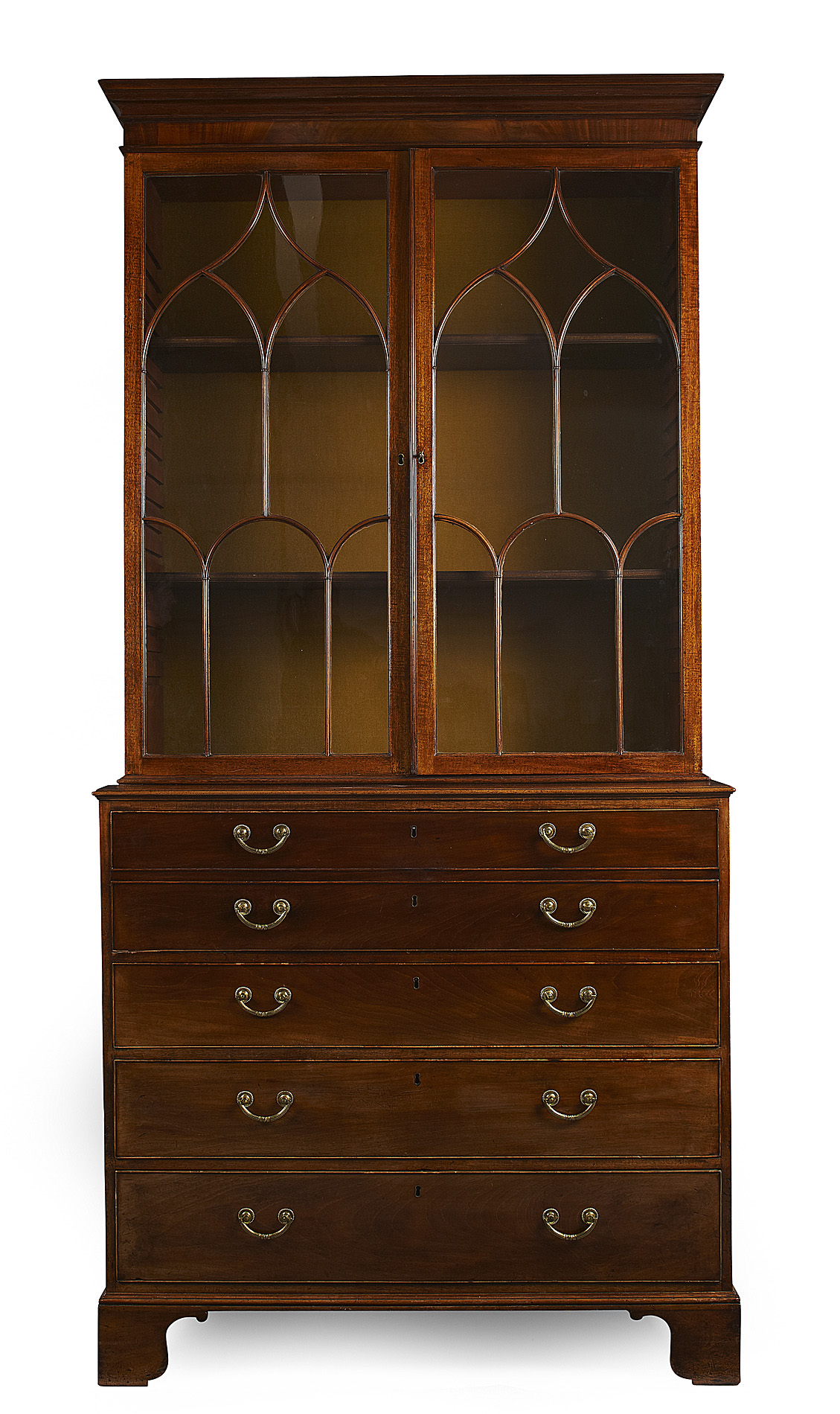 GEORGE III MAHOGANY SECRETAIRE BOOKCASE