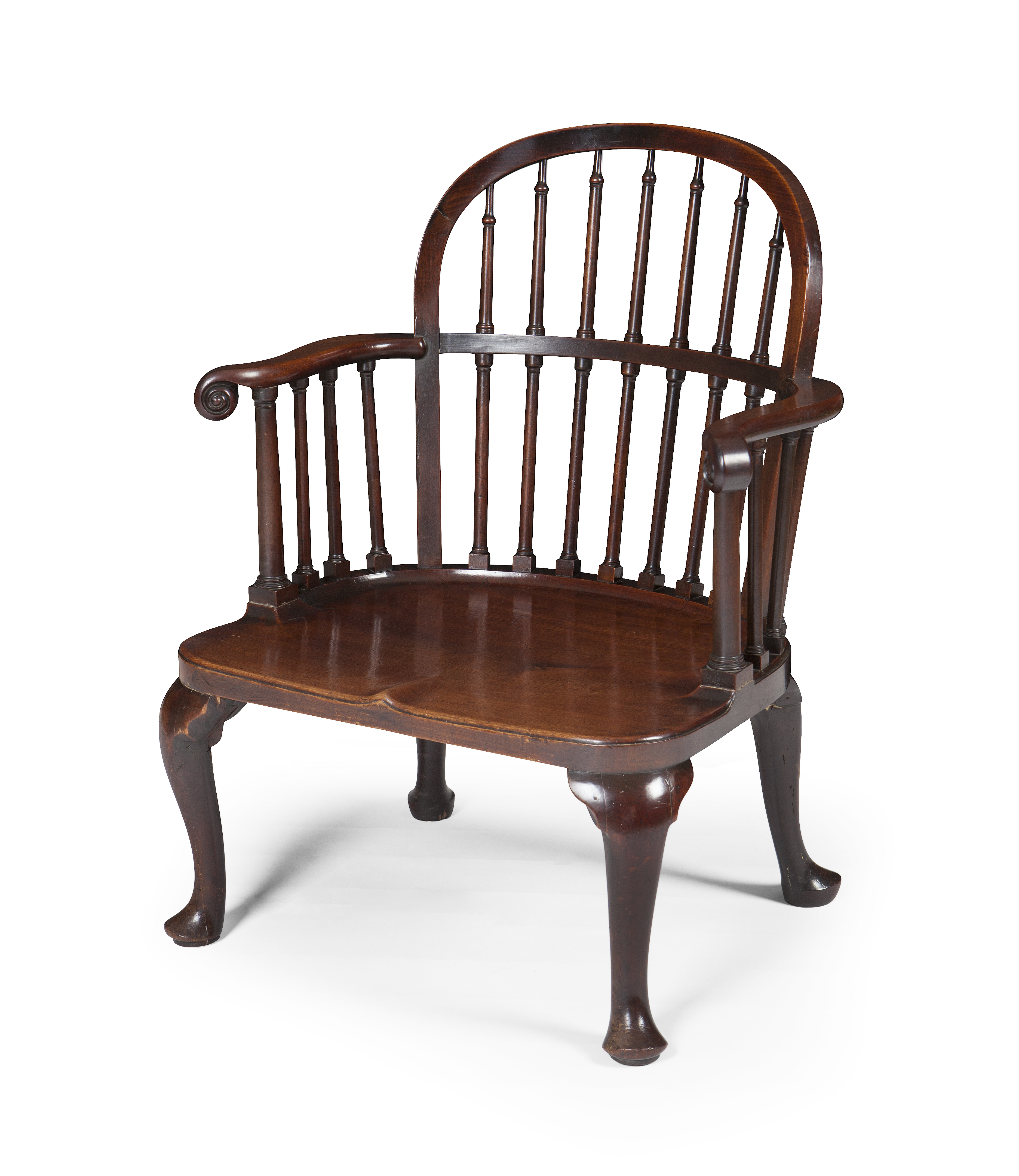 GOOD GEORGE II MAHOGANY OPEN ARMCHAIR