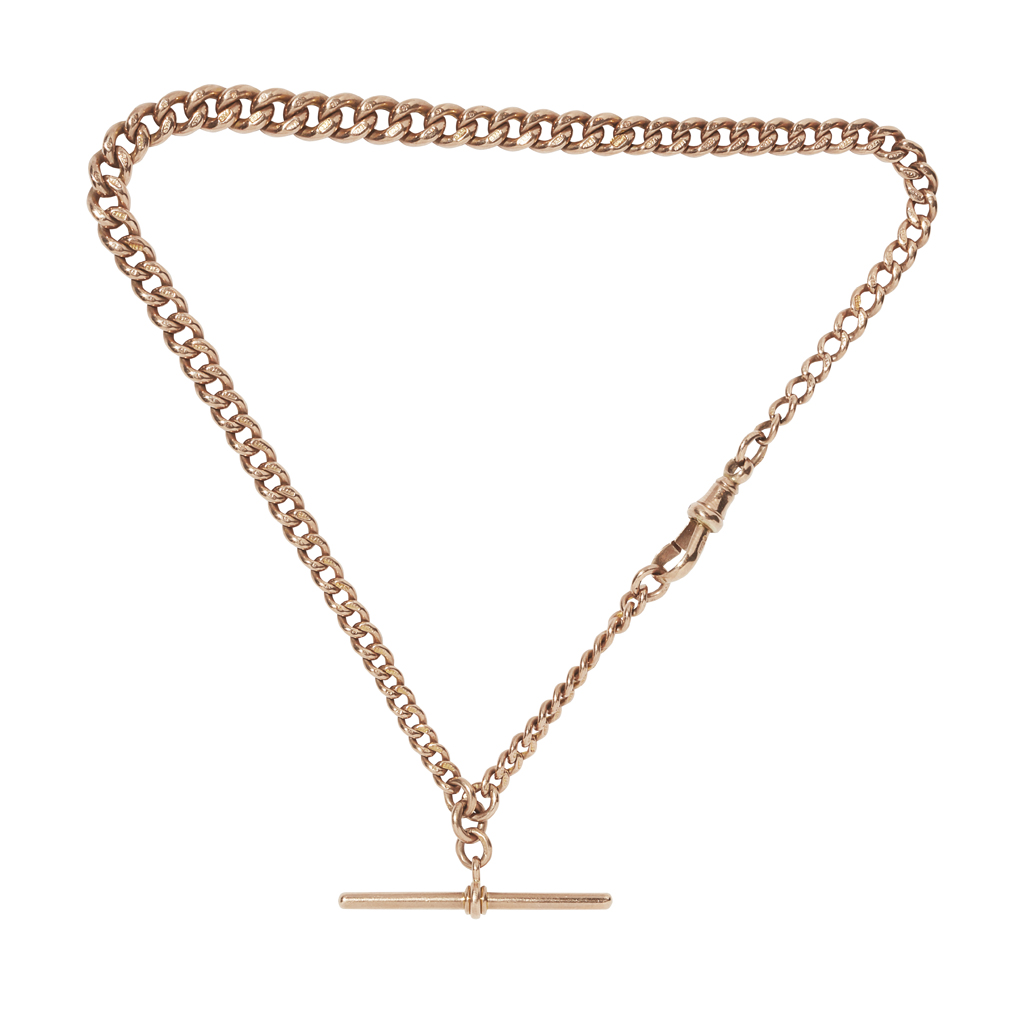 A 9ct rose gold Albert chain