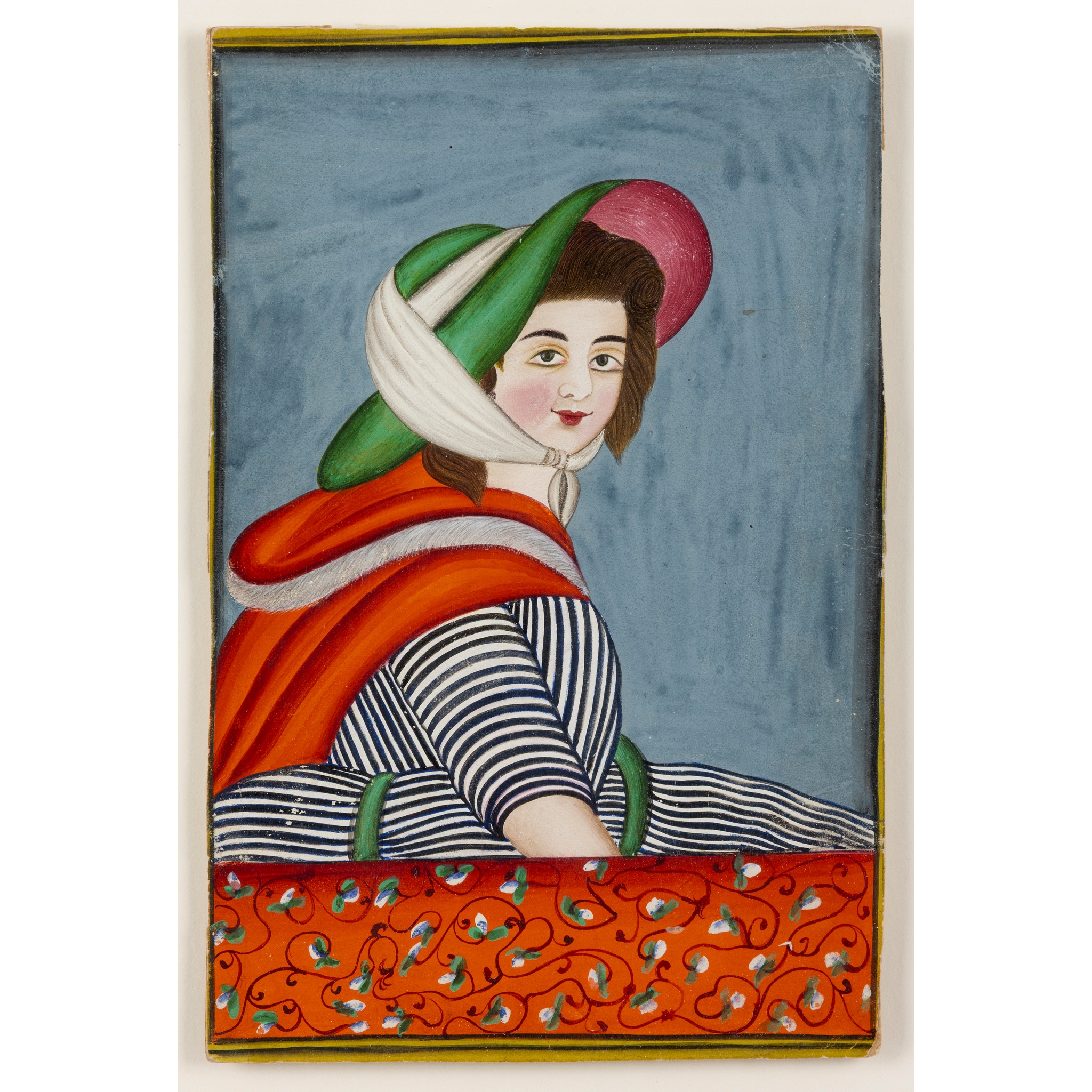 PORTRAIT OF A EUROPEAN MISTRESS STANDING AT A WINDOW