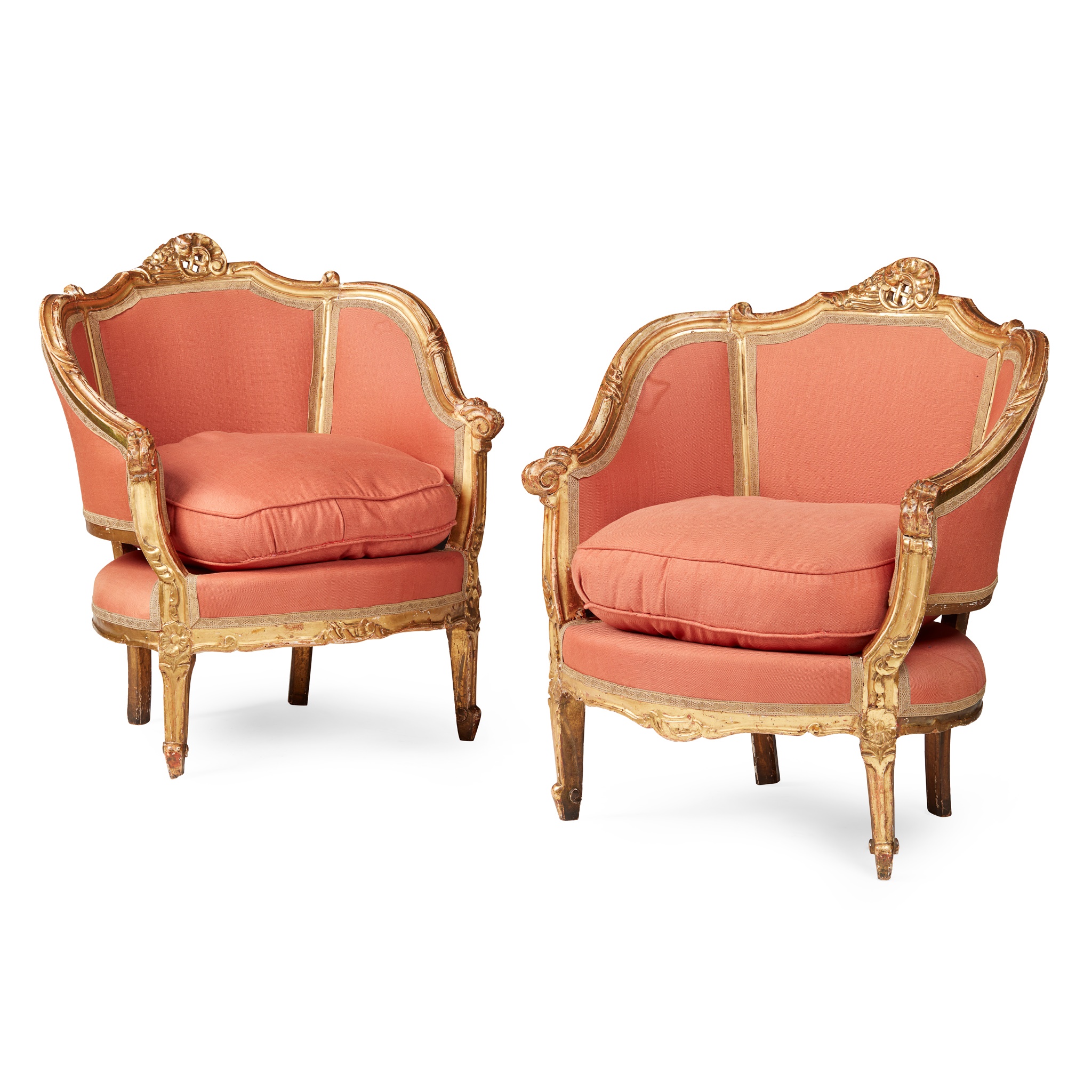 PAIR OF NORTH ITALIAN GILTWOOD BERGERES