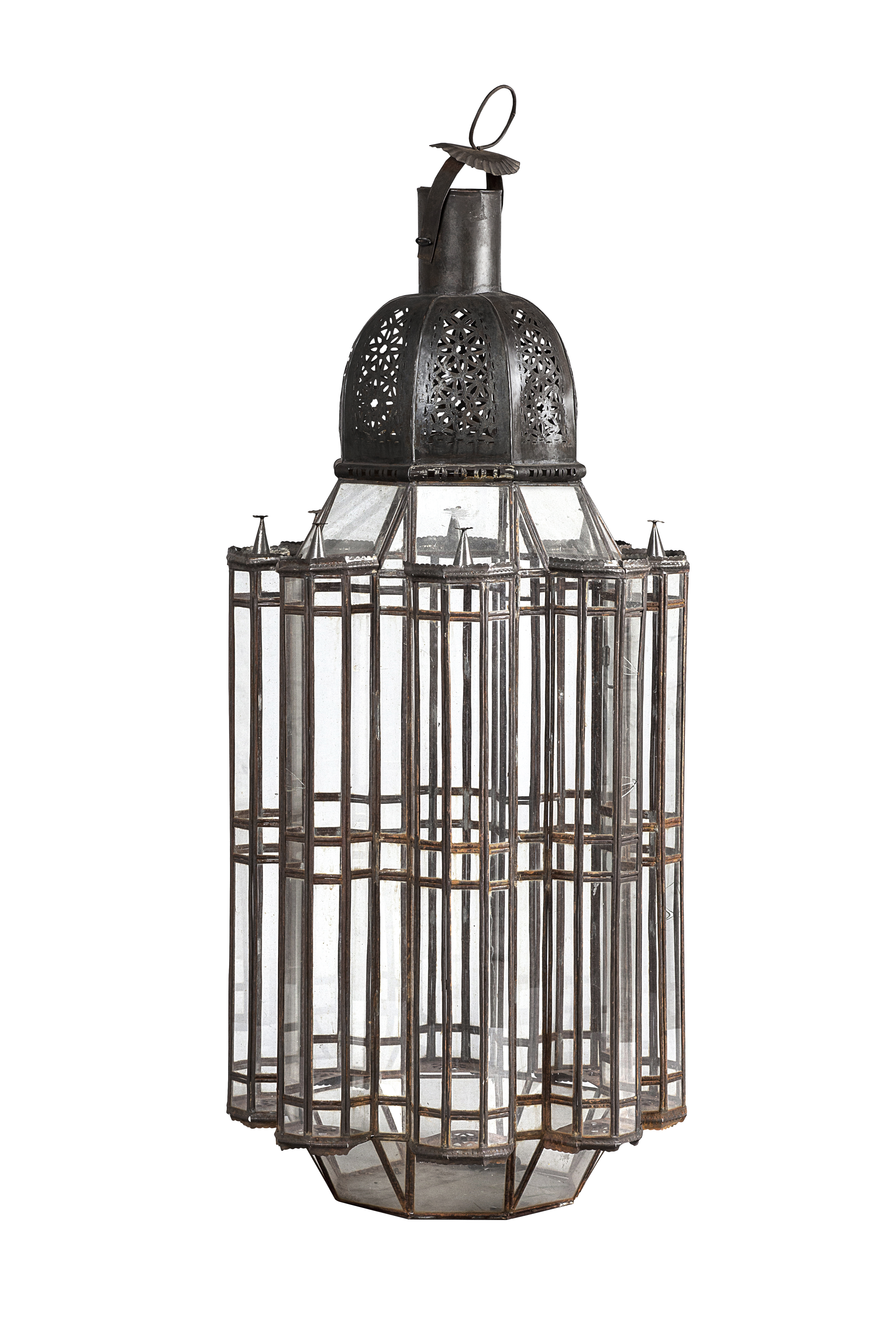 LARGE NORTH AFRICAN STEEL HALL LANTERN