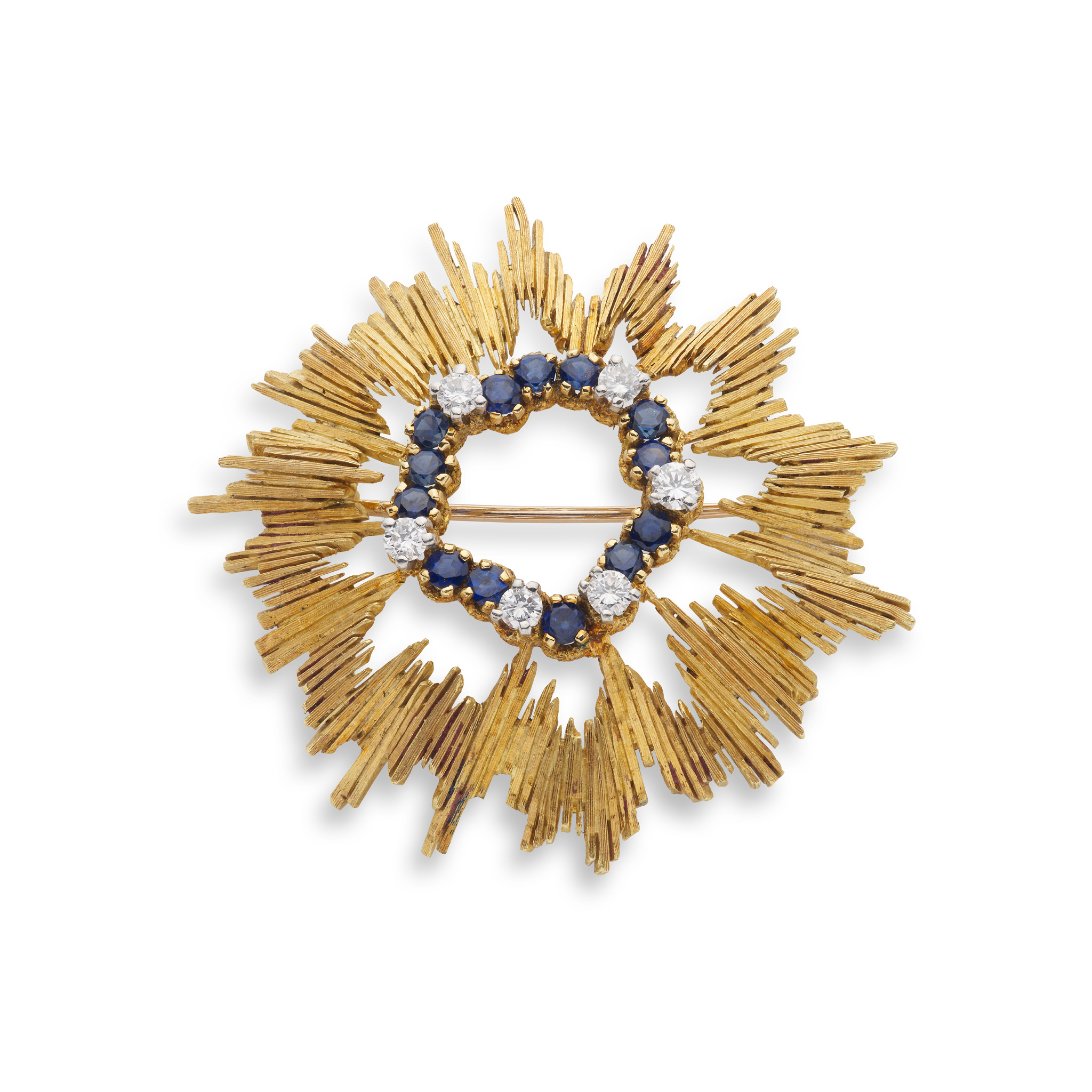 A 1970s sapphire and diamond brooch