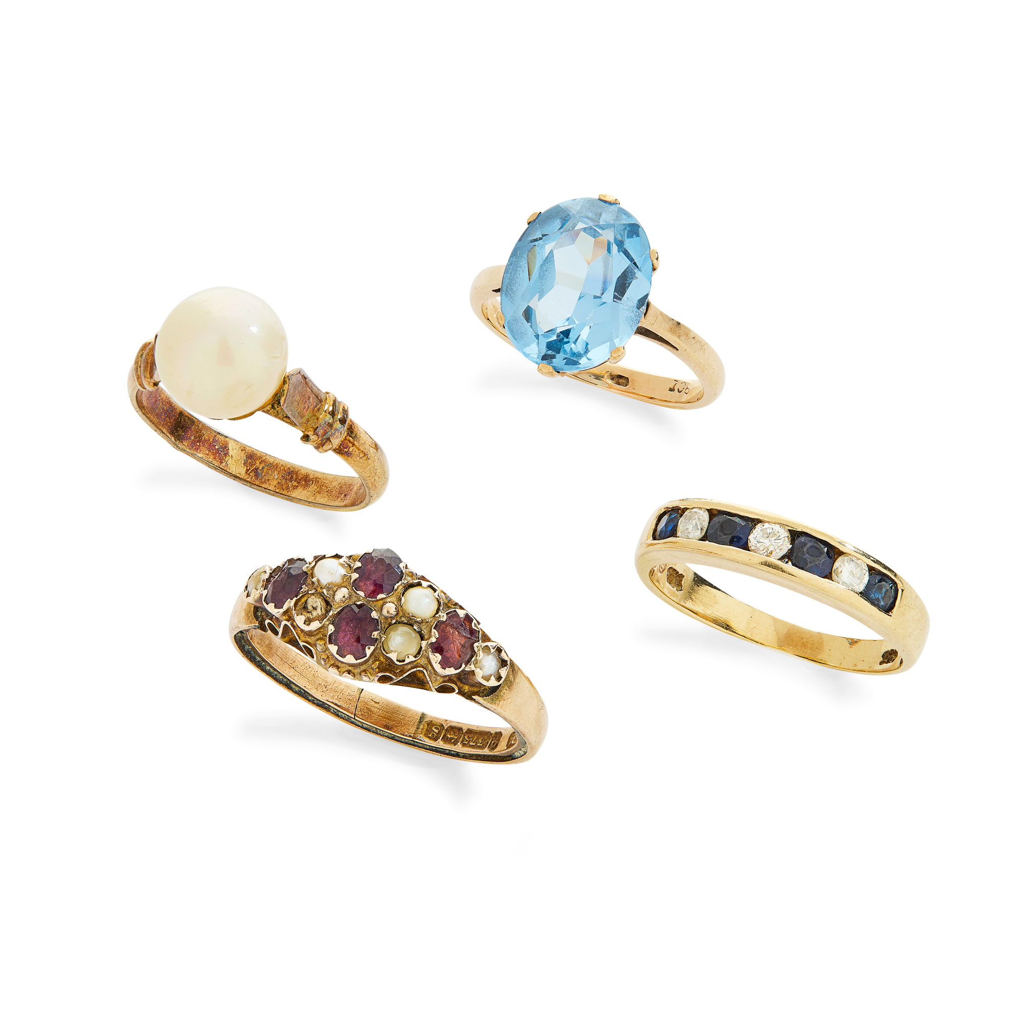 A collection of gem-set rings