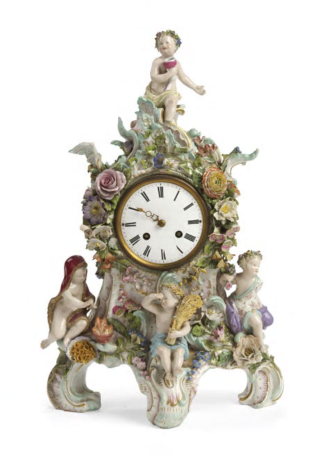 A late Meissen porcelain bracket clock,