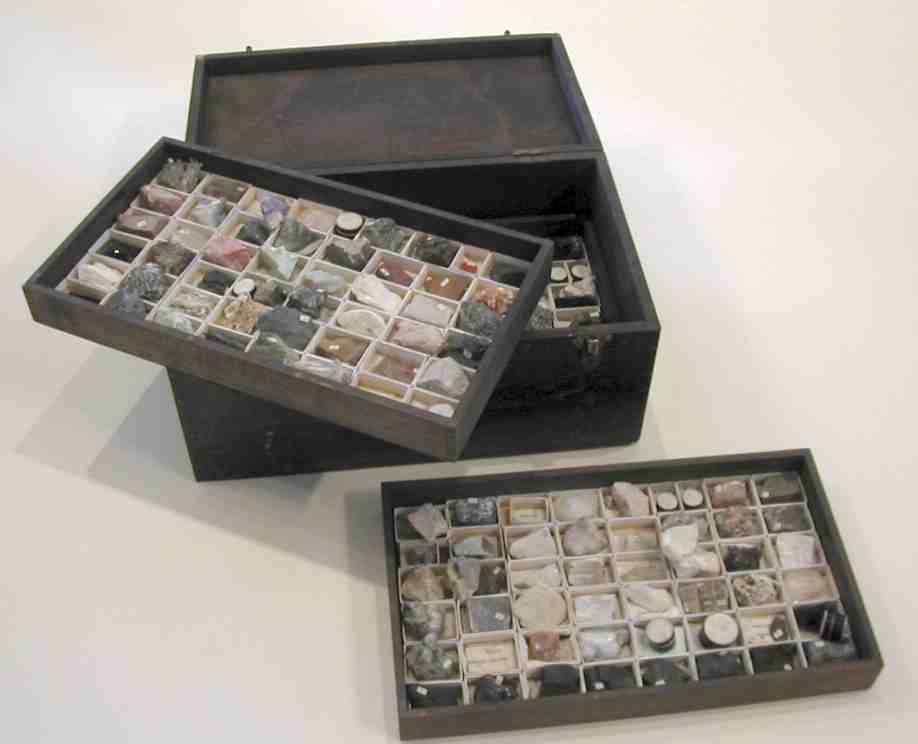 A fitted mineral cabinet,