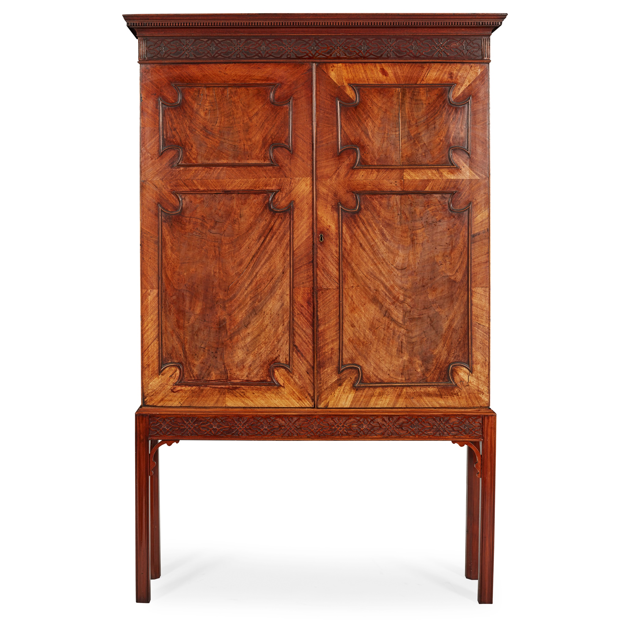 GEORGE III MAHOGANY CABINET-ON-STAND