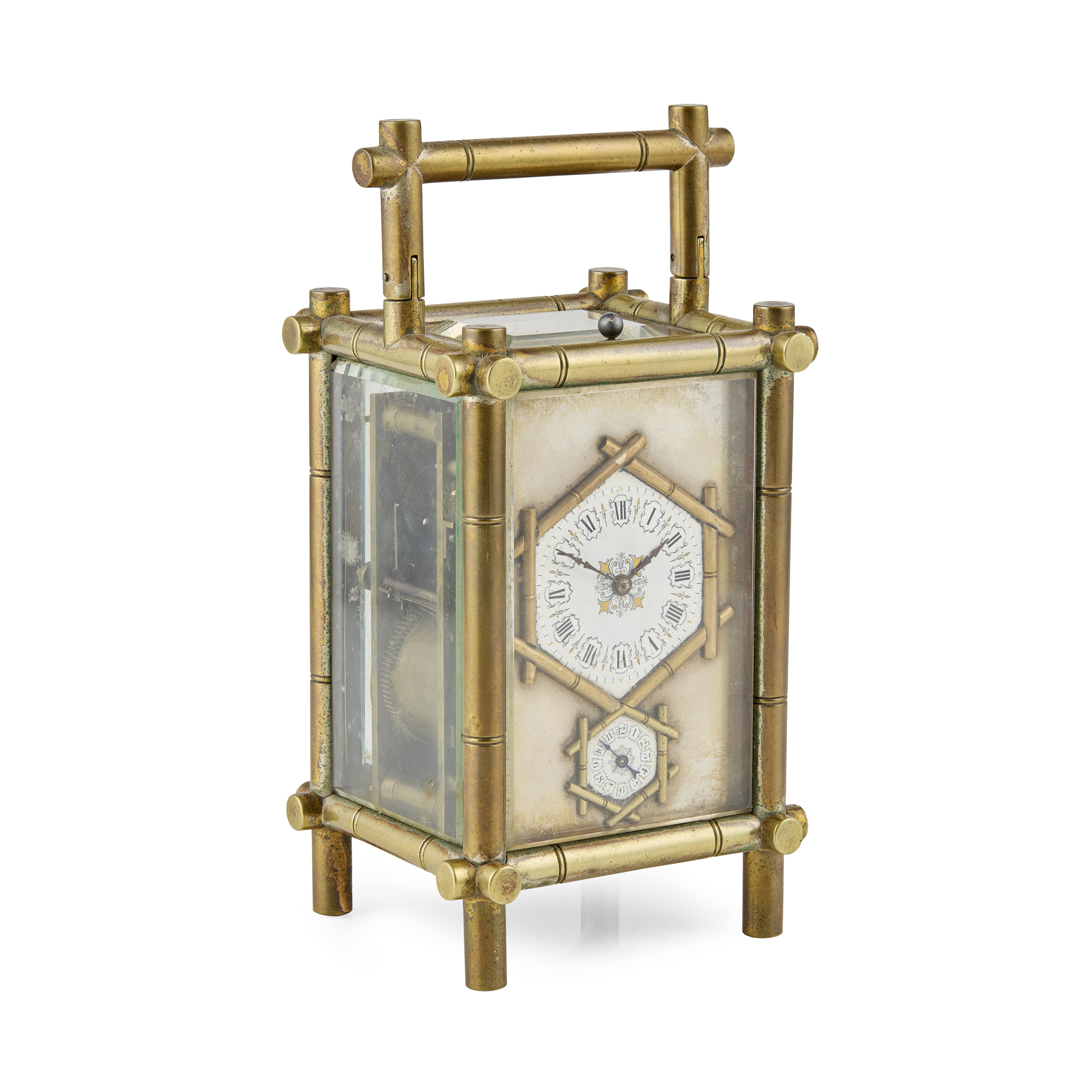 FRENCH BRASS REPEATING ALARM CARRIAGE CLOCK