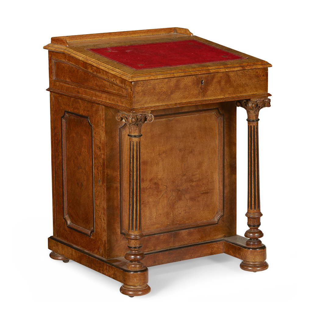 VICTORIAN POLLARD OAK DAVENPORT