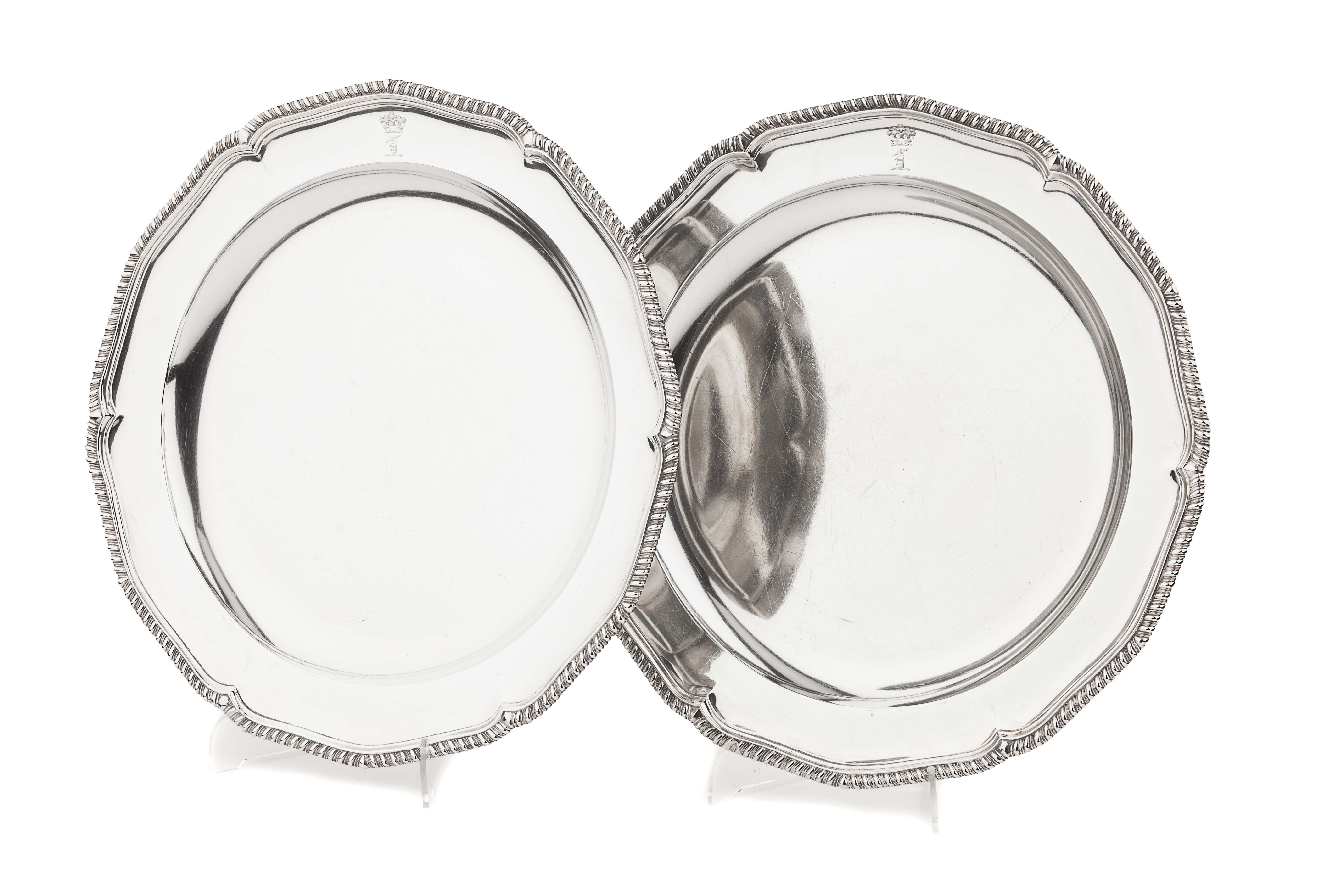 PAIR OF GEORGE III SILVER MEAT DISHES