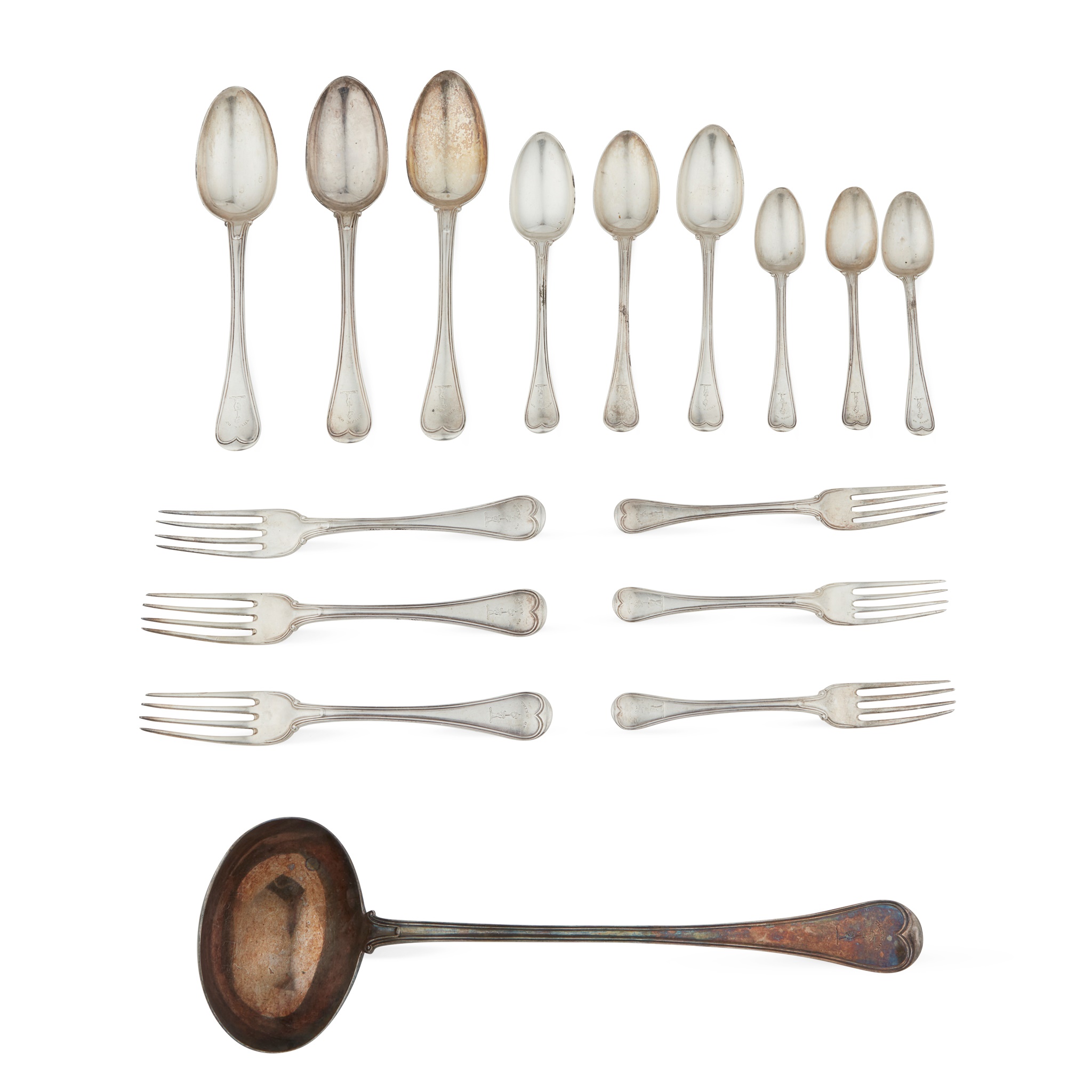 A matched set of mid 19th-Century flatware