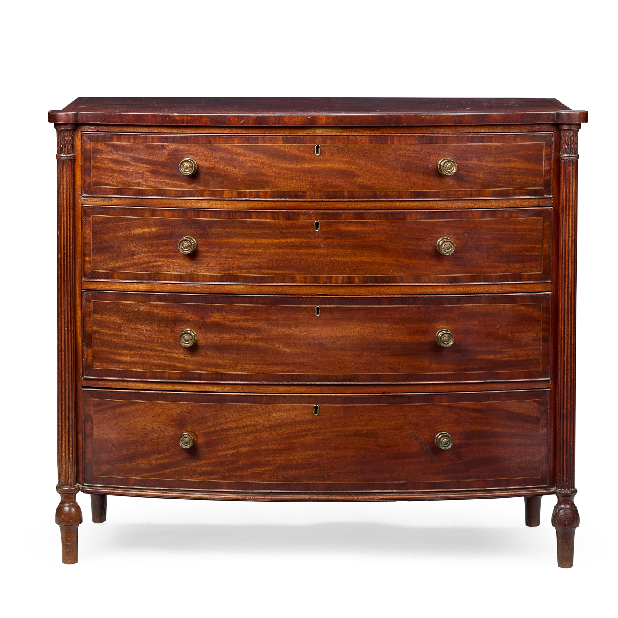 REGENCY MAHOGANY BOWFRONT CHEST OF DRAWERS