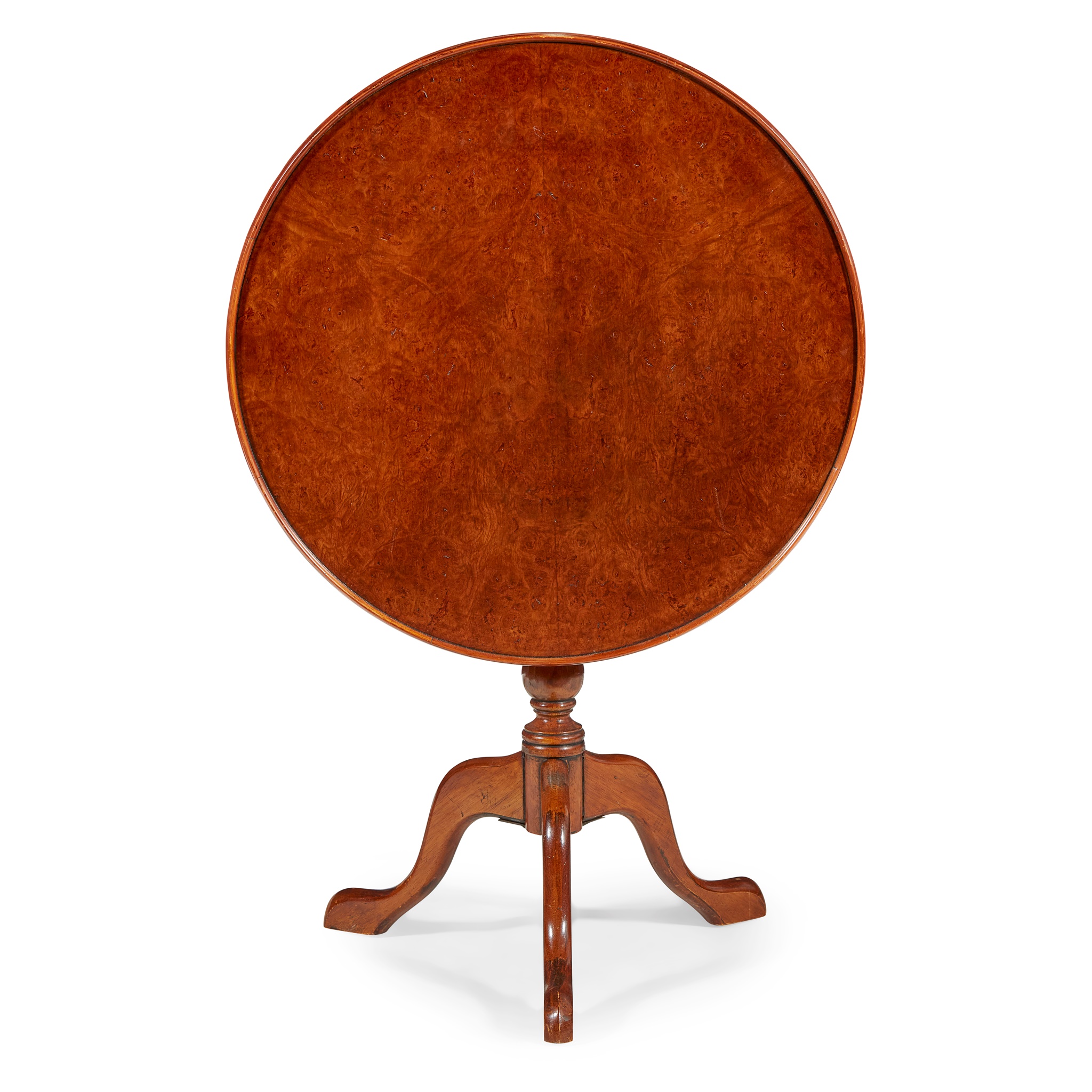 GEORGE III STYLE BURR WALNUT TEA TABLE