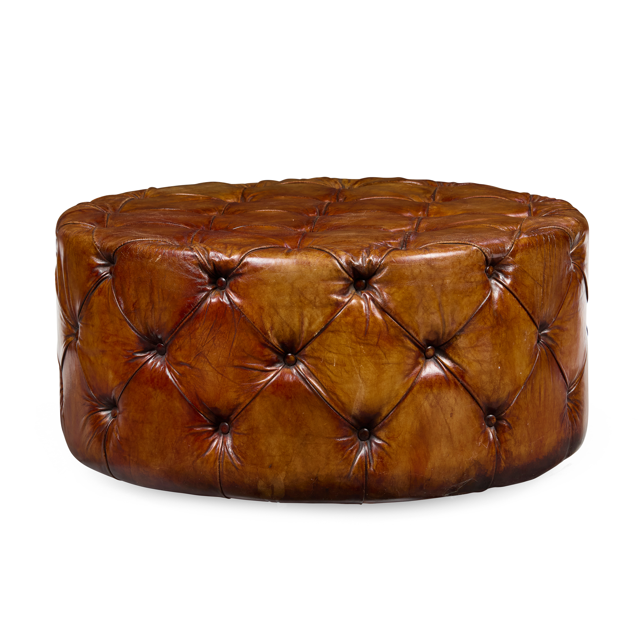 LARGE LEATHER UPHOLSTERED ROTATING CENTRE STOOL