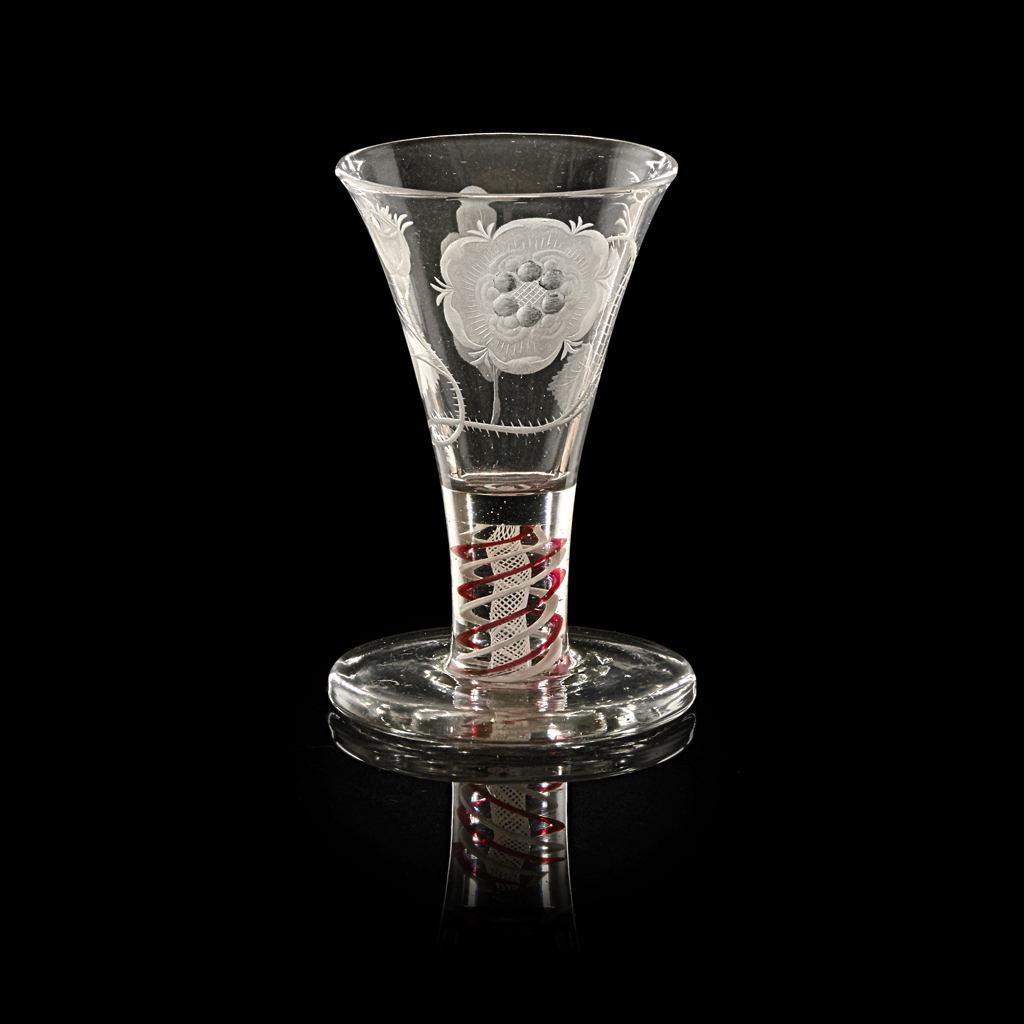 A JACOBITE ENGRAVED FIRING GLASS