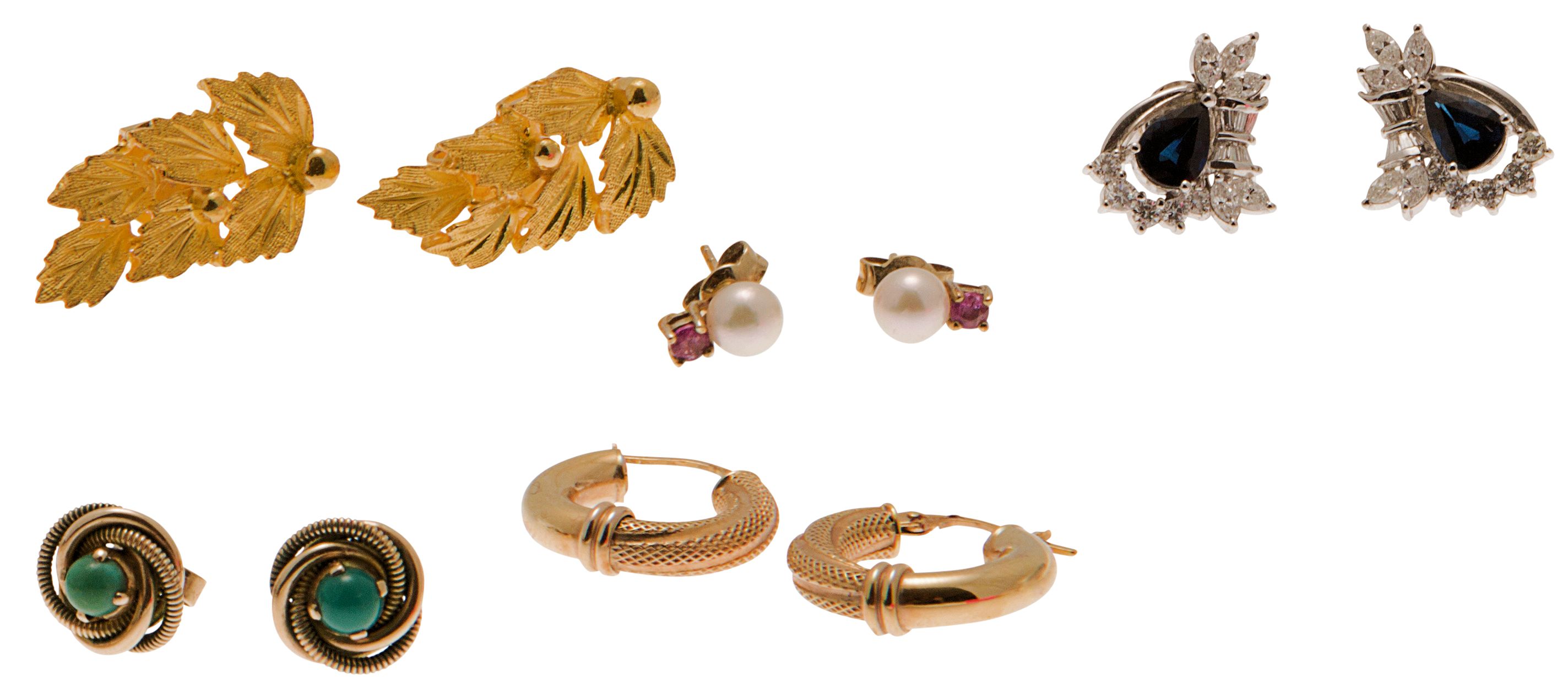 A pair of sapphire and diamond set earrings