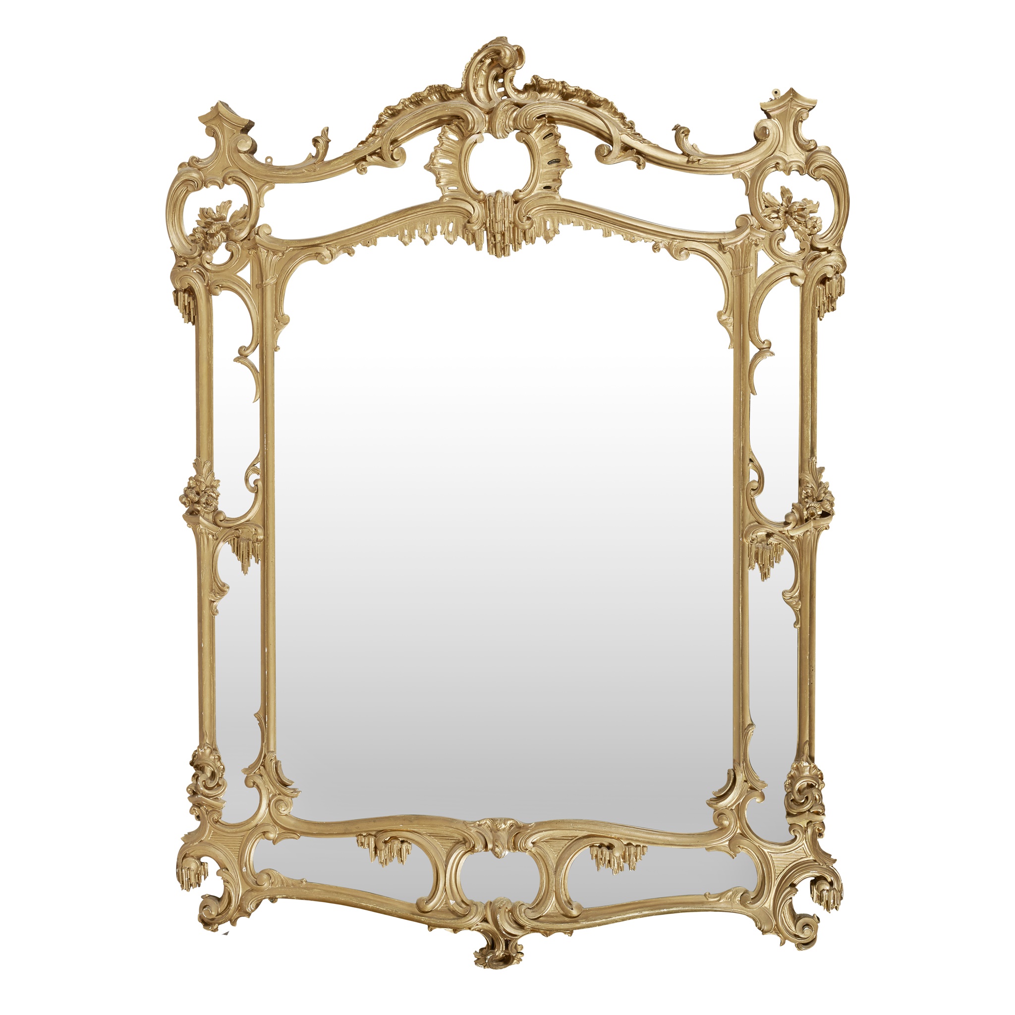 LARGE GEORGIAN STYLE GILTWOOD OVERMANTEL MIRROR