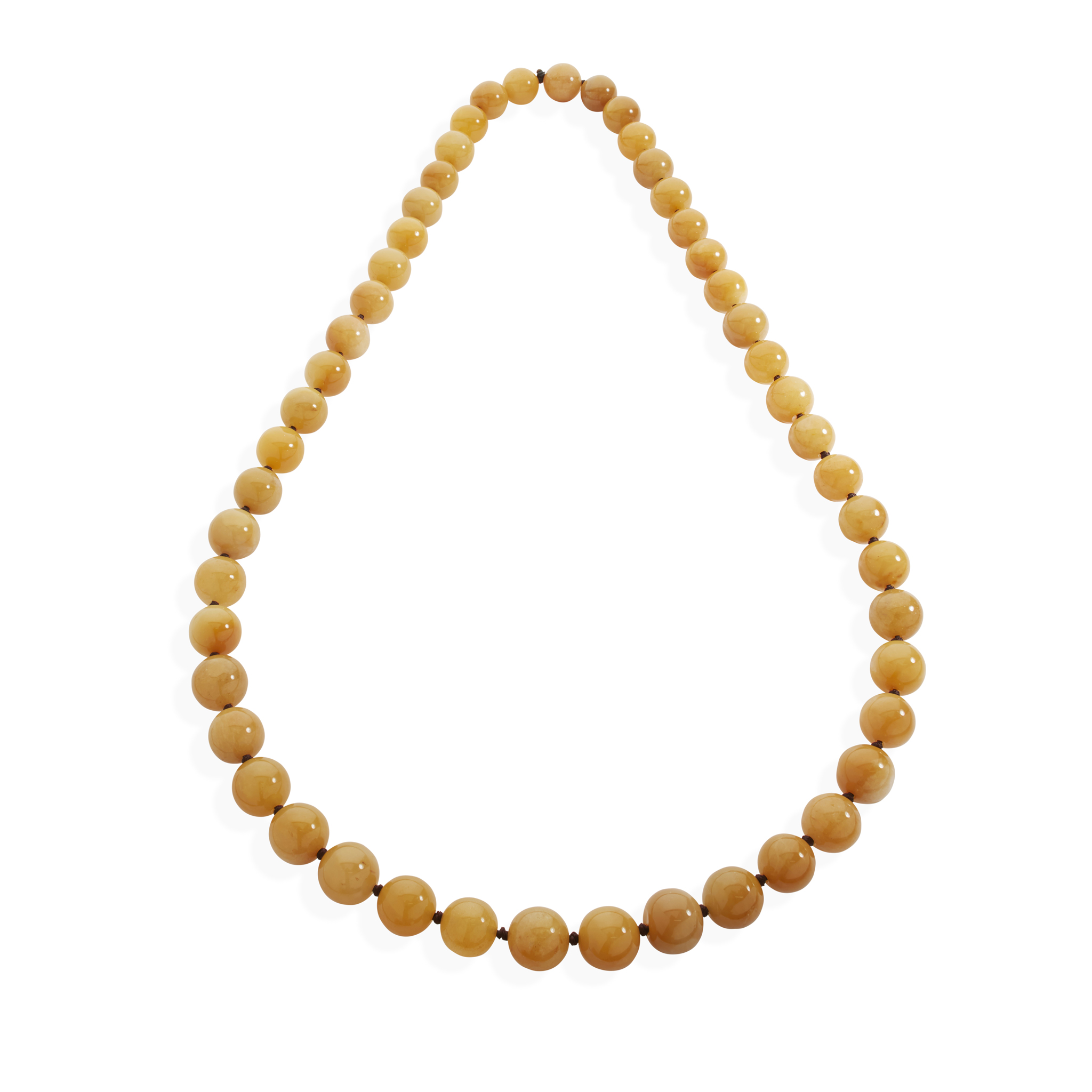 A brownish-orange jade bead necklace