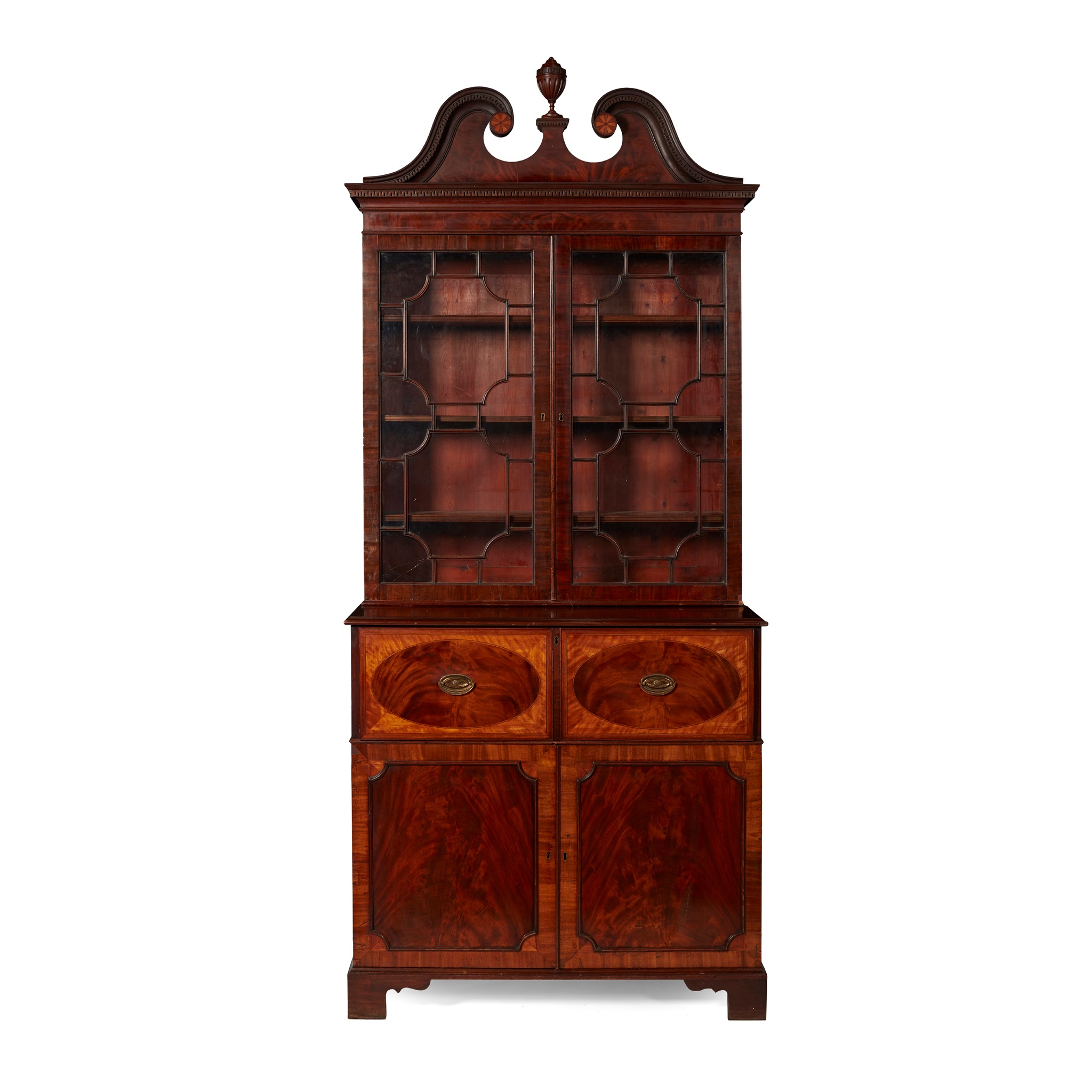 GEORGE III MAHOGANY SECRETAIRE BOOKCASE CABINET