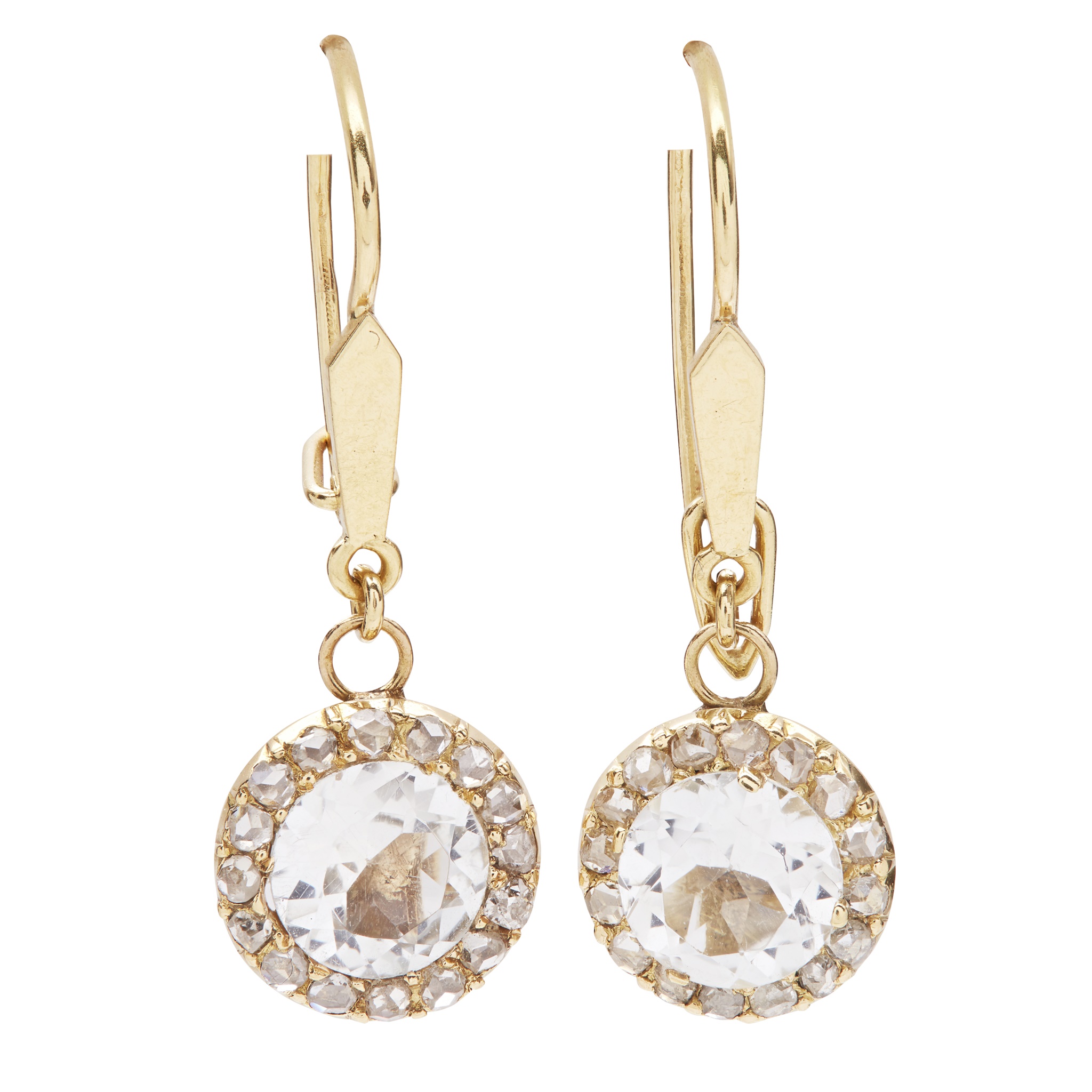 A pair of topaz and diamond cluster earrings