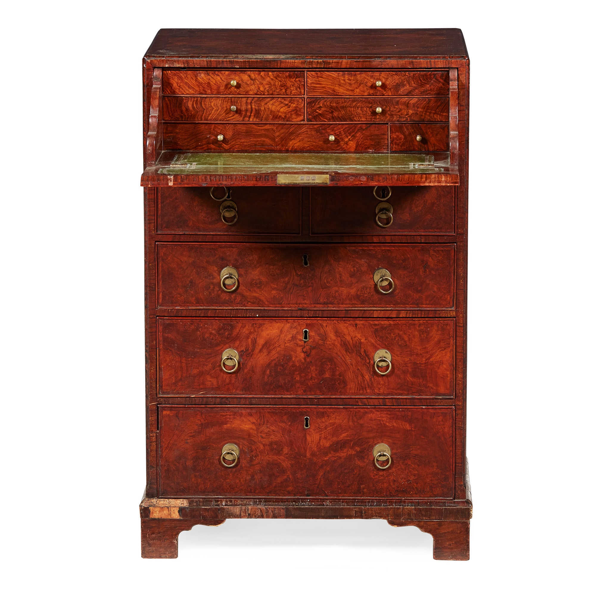 LATE GEORGE II WALNUT DWARF SECRETAIRE CHEST