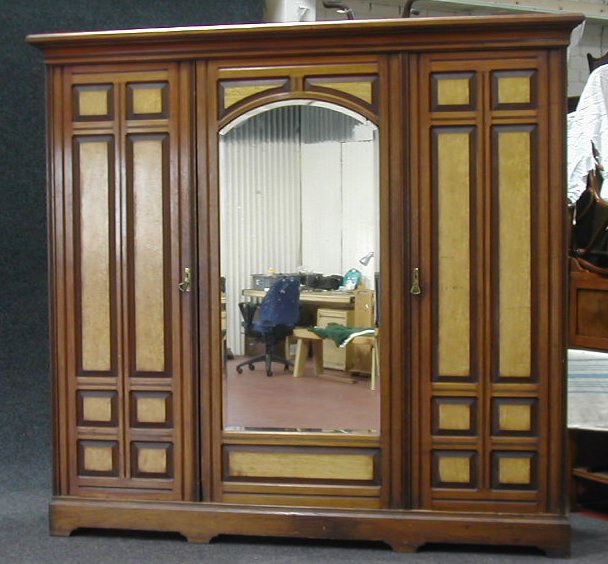 A late Victorian mahogany and satinwood birch part bedroom suite,