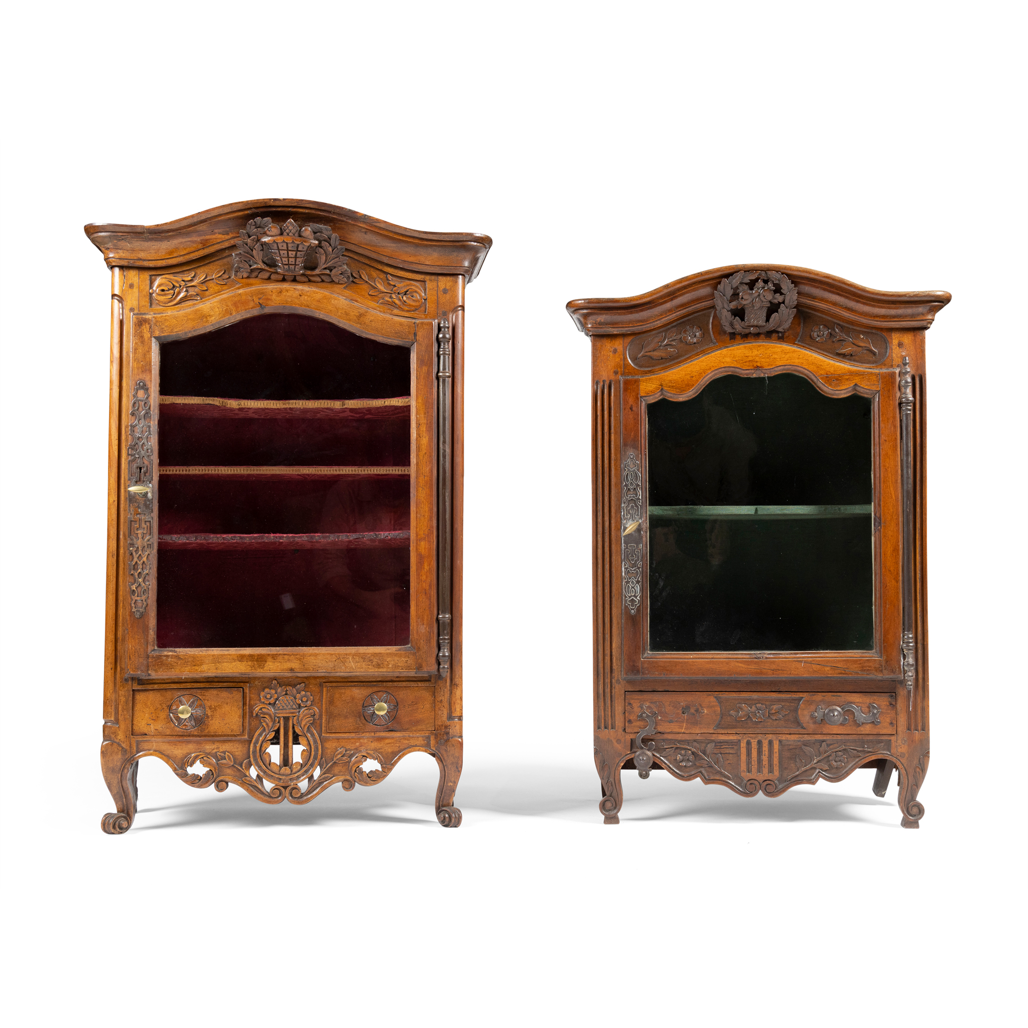 A FRENCH WALNUT DISPLAY CABINET