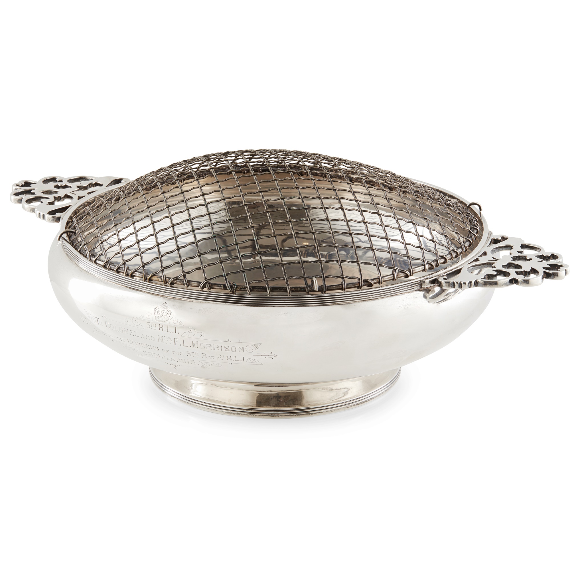 A twin handled rose bowl