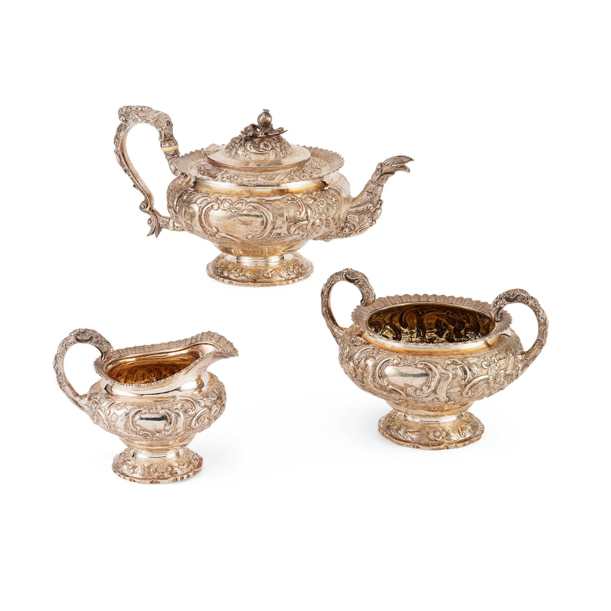 A GEORGE IV THREE-PIECE TEA-SERVICE