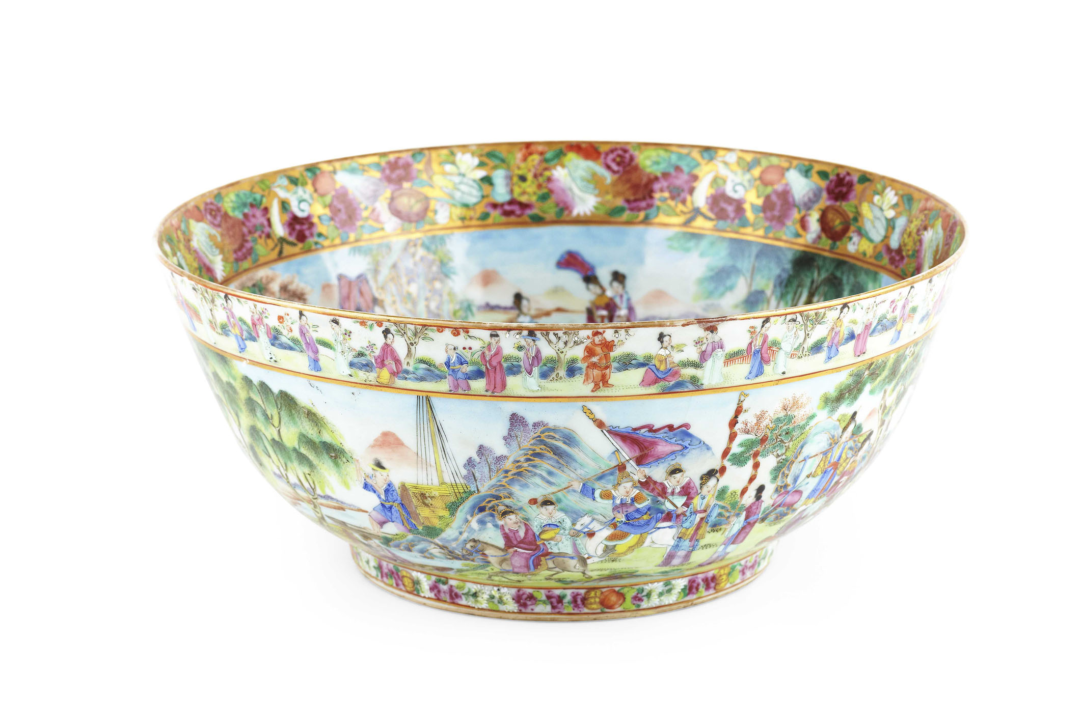 LARGE CHINESE CANTON PUNCH BOWL