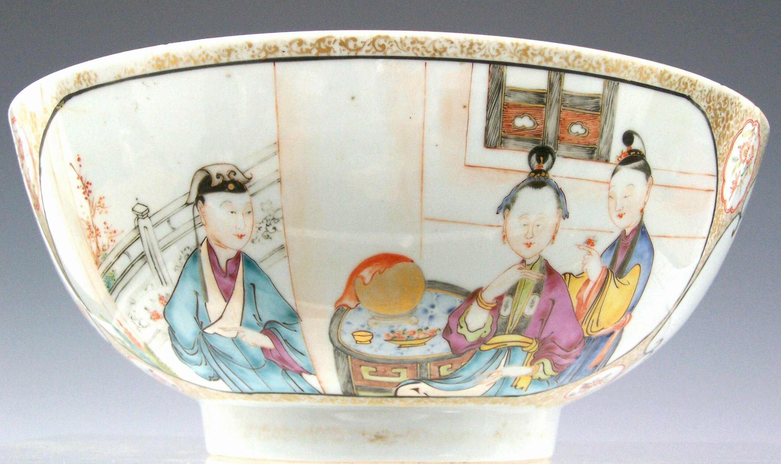 A Chinese famille rose punch bowl, 18th century,