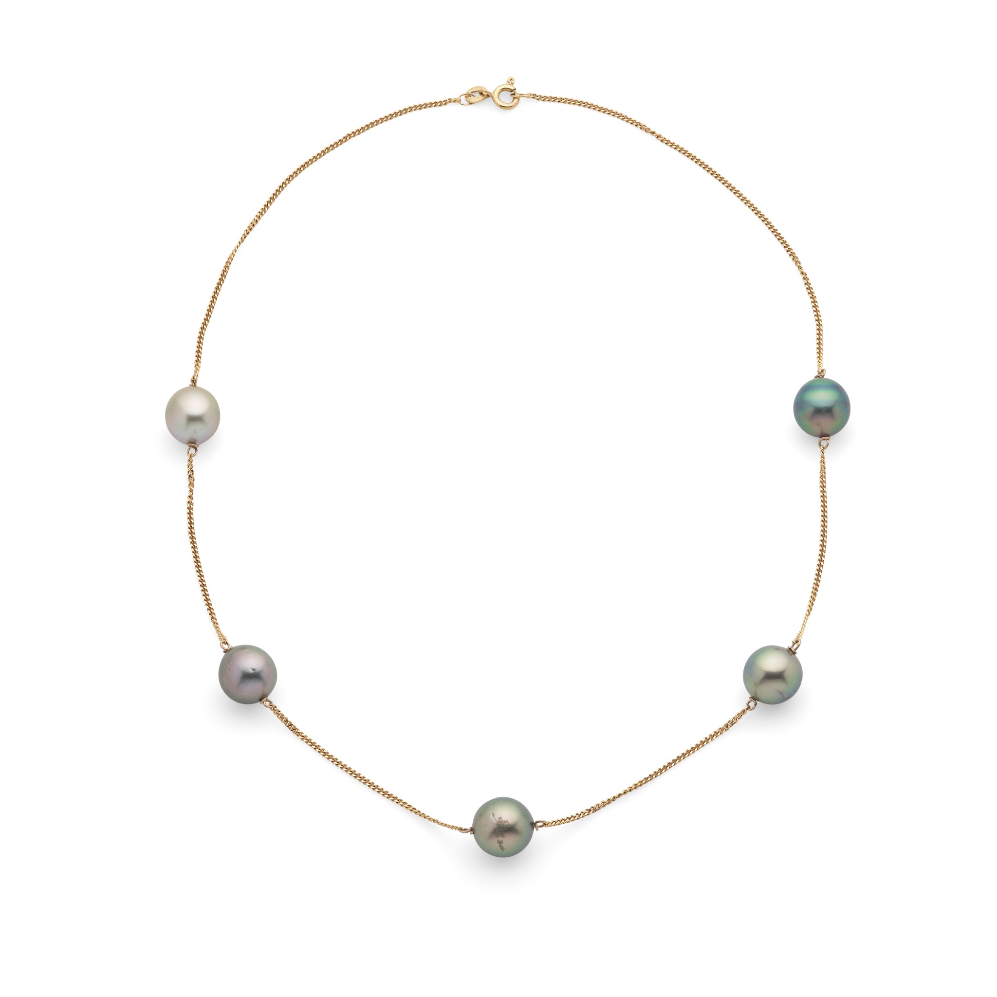 An 18ct yellow gold Tahitian pearl necklace