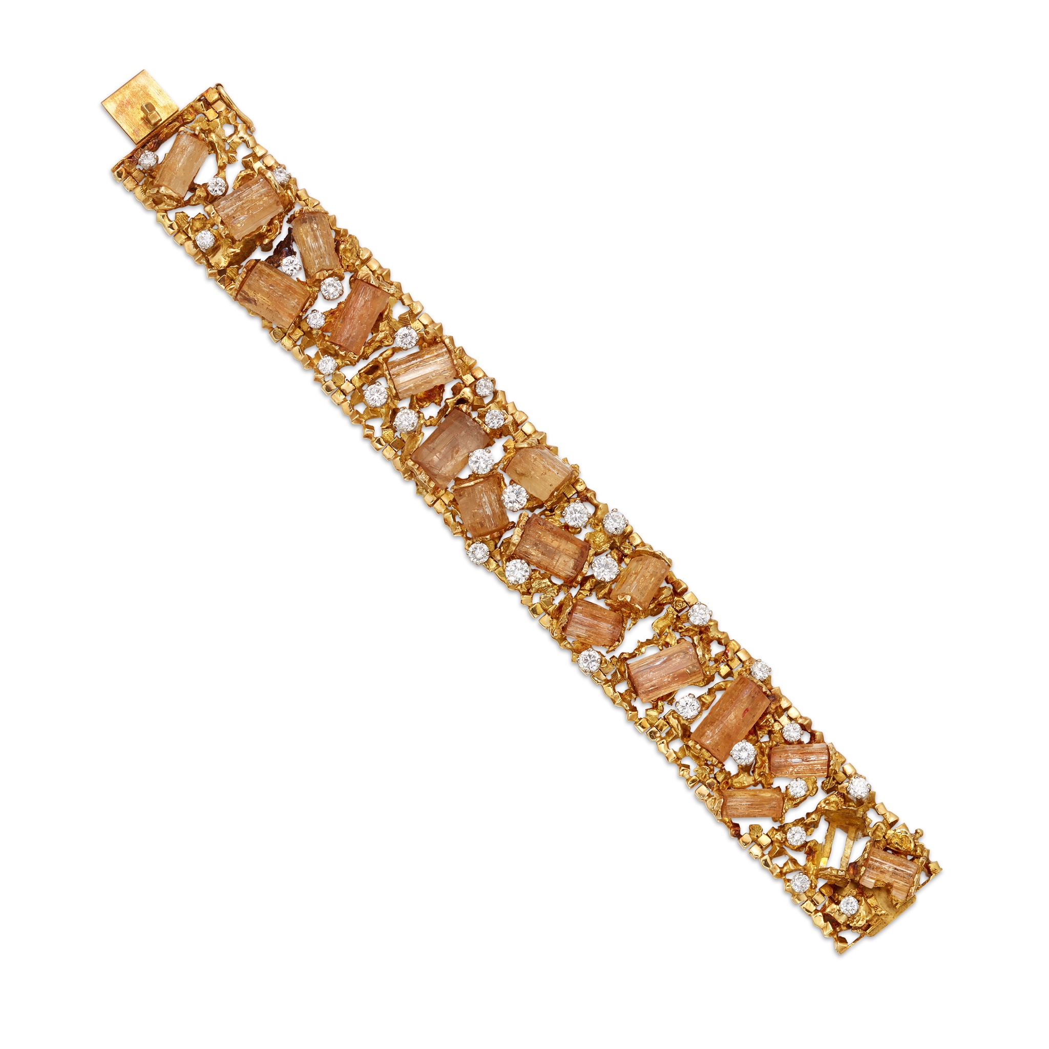 A topaz and diamond bracelet, by John Donald, 1969