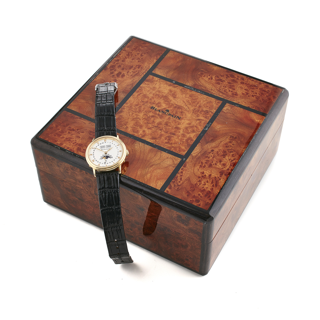 BLANCPAIN - A gentleman's gold cased wrist watch with complications