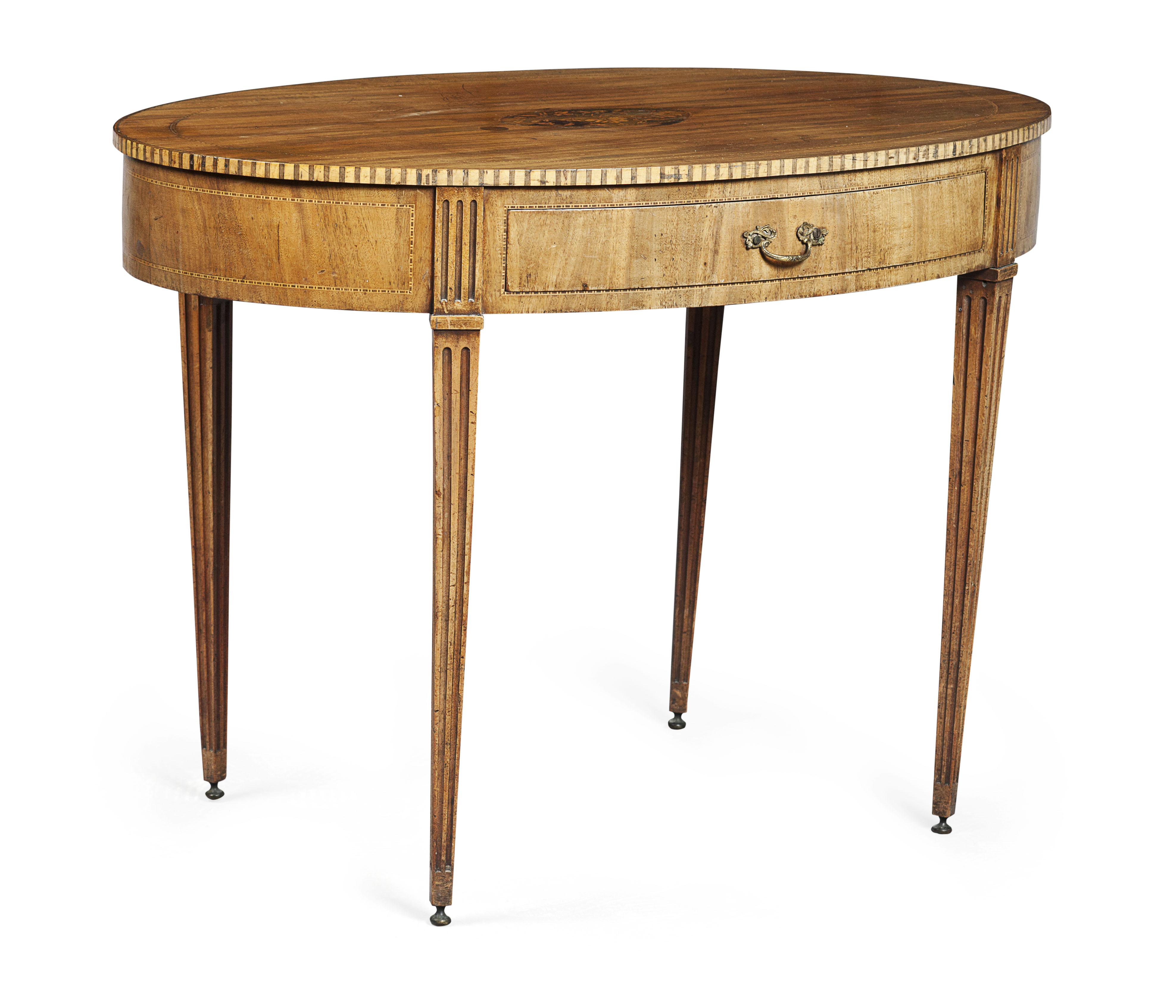 DUTCH SATINWOOD AND MAHOGANY CENTRE TABLE