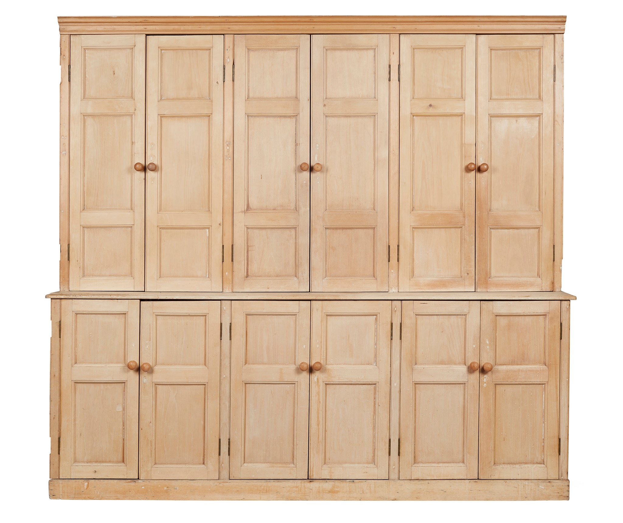 VICTORIAN STRIPPED PINE HOUSEKEEPING CUPBOARD