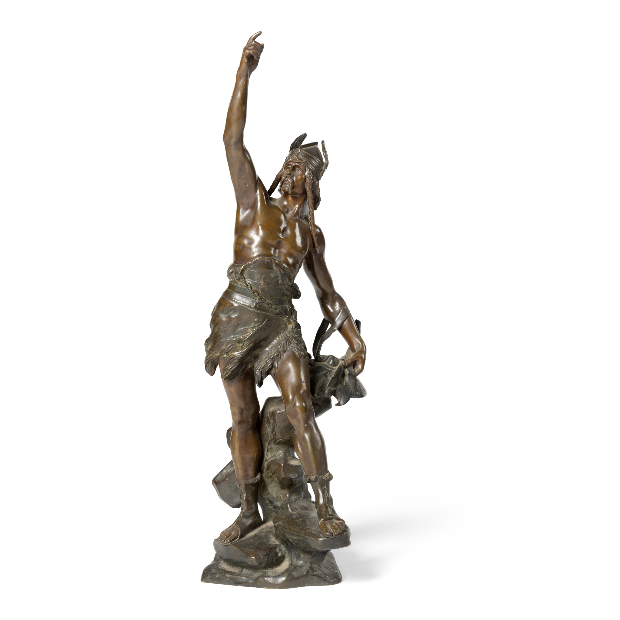 A BRONZE FIGURE OF VERCINGETORIX, EDOUARD DROUOT (FRENCH 1859-1945)