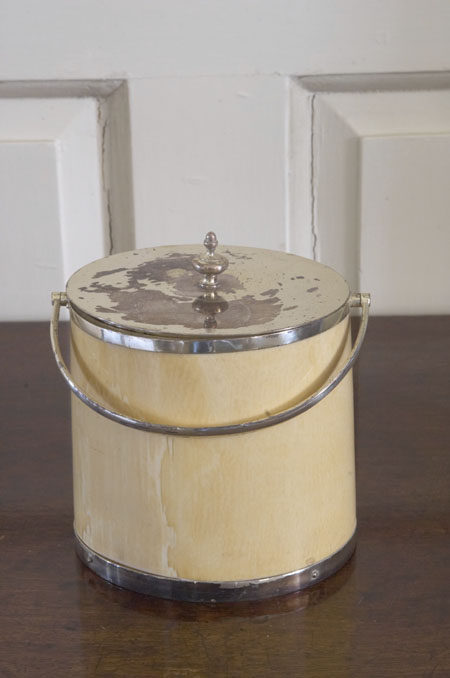 A Victorian ivory and silver plated biscuit barrel