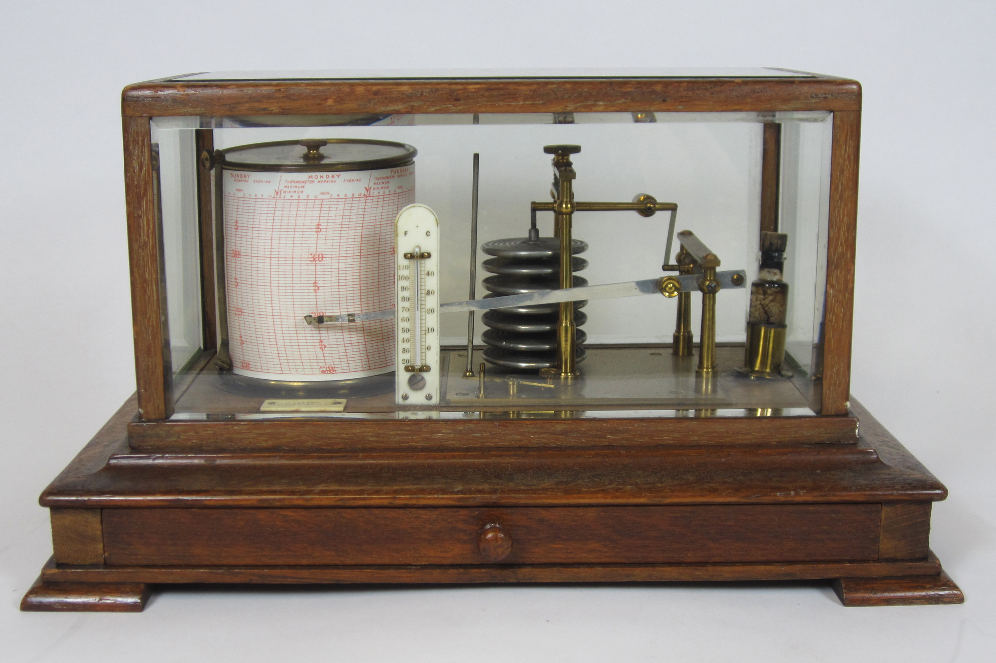 EDWARDIAN OAK CASED BAROGRAPH BY J. LIZARS